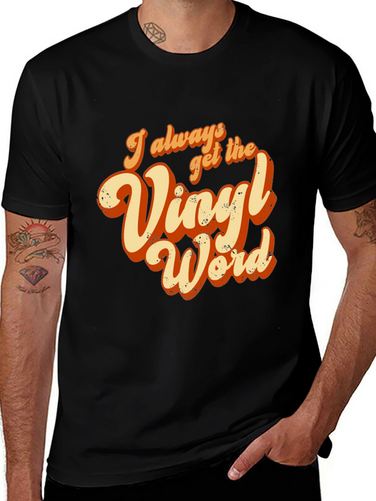 Vinyl Word Graphic Tee - Retro Music Lover Shirt