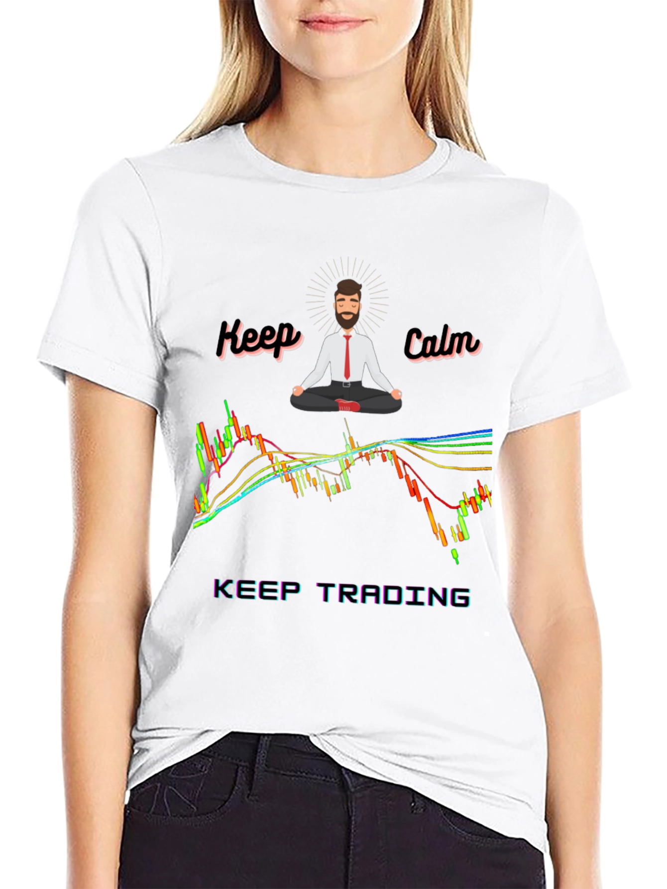 Keep Calm Trading T-Shirt - Black Cotton Blend
