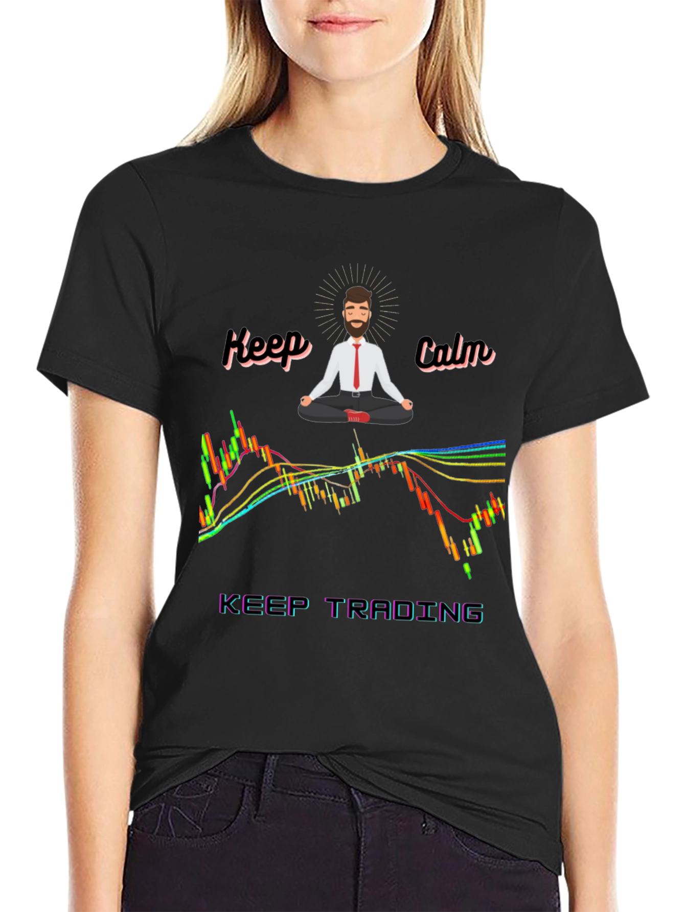 Keep Calm Trading T-Shirt - Black Cotton Blend