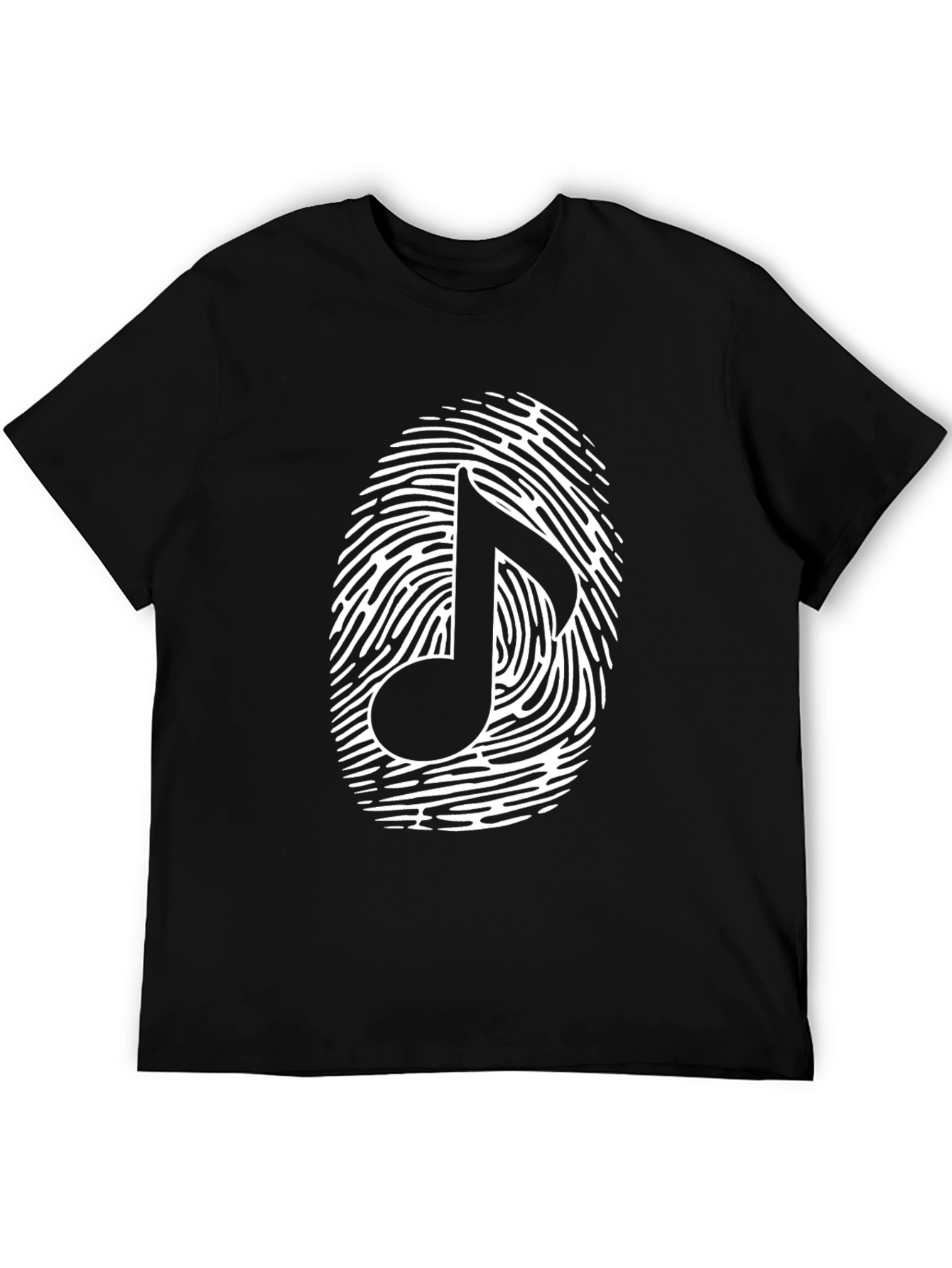 Musical Note Fingerprint Graphic T-Shirt - Black