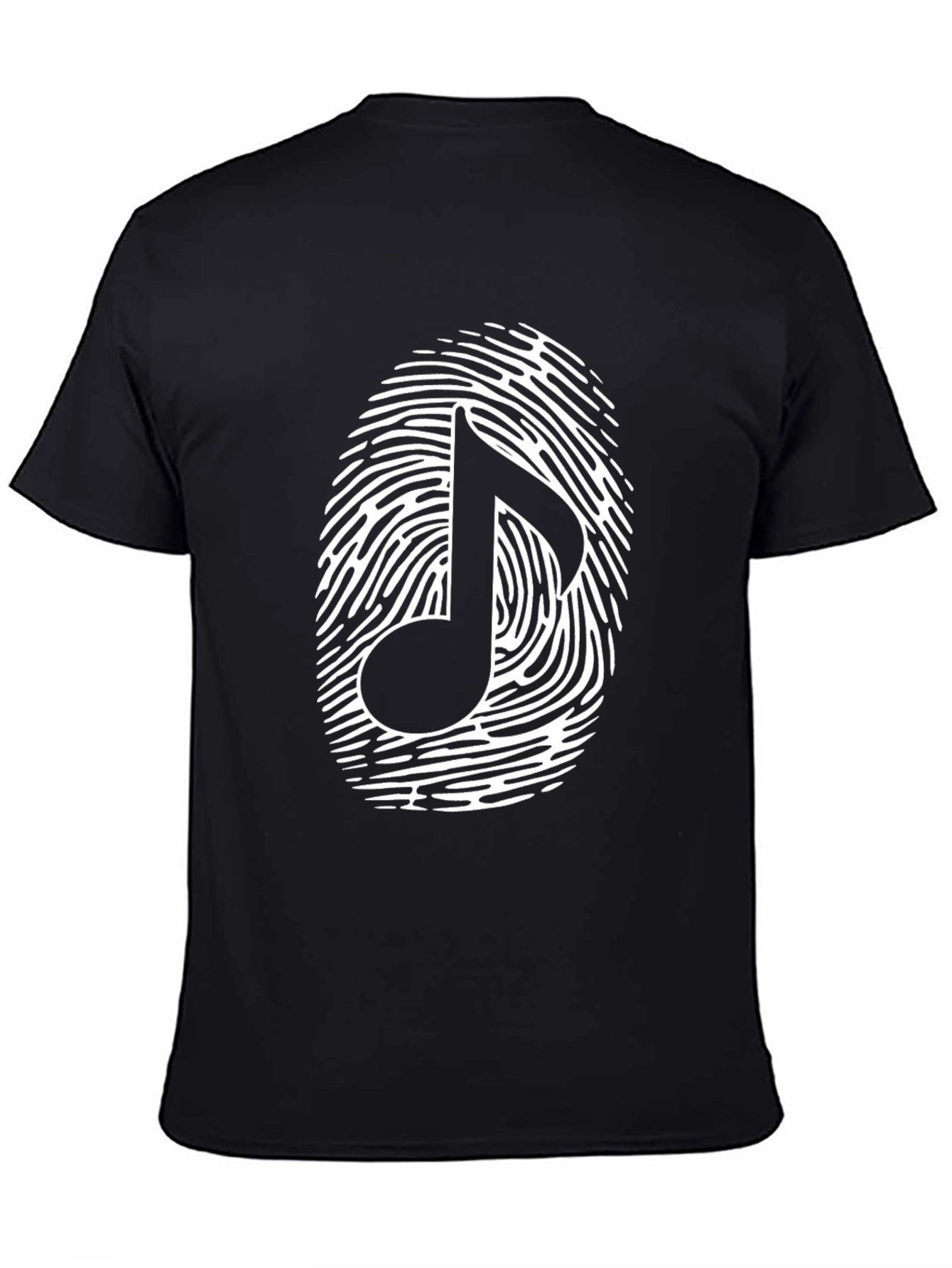 Musical Note Fingerprint Graphic T-Shirt - Black