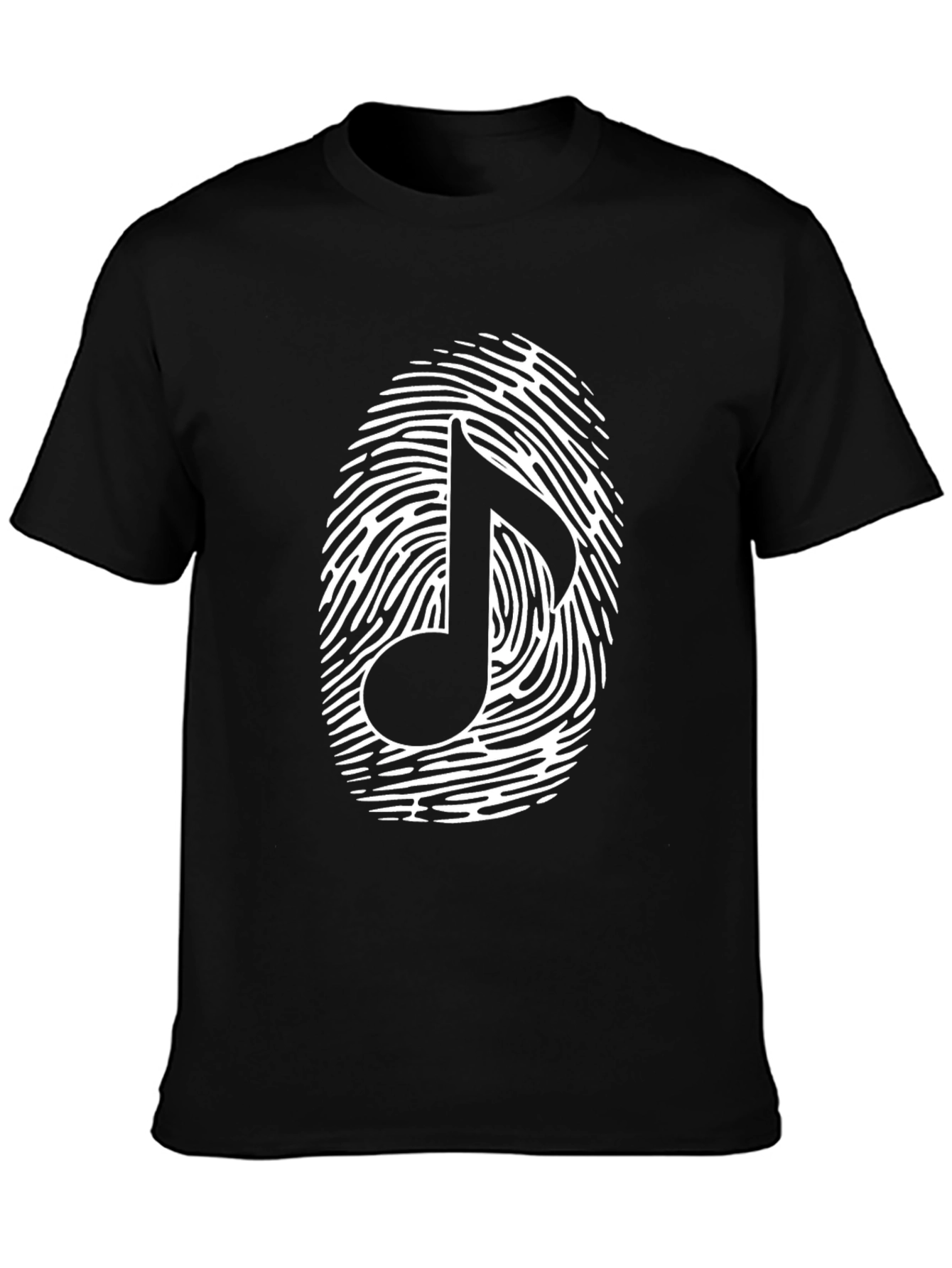 Musical Note Fingerprint Graphic T-Shirt - Black