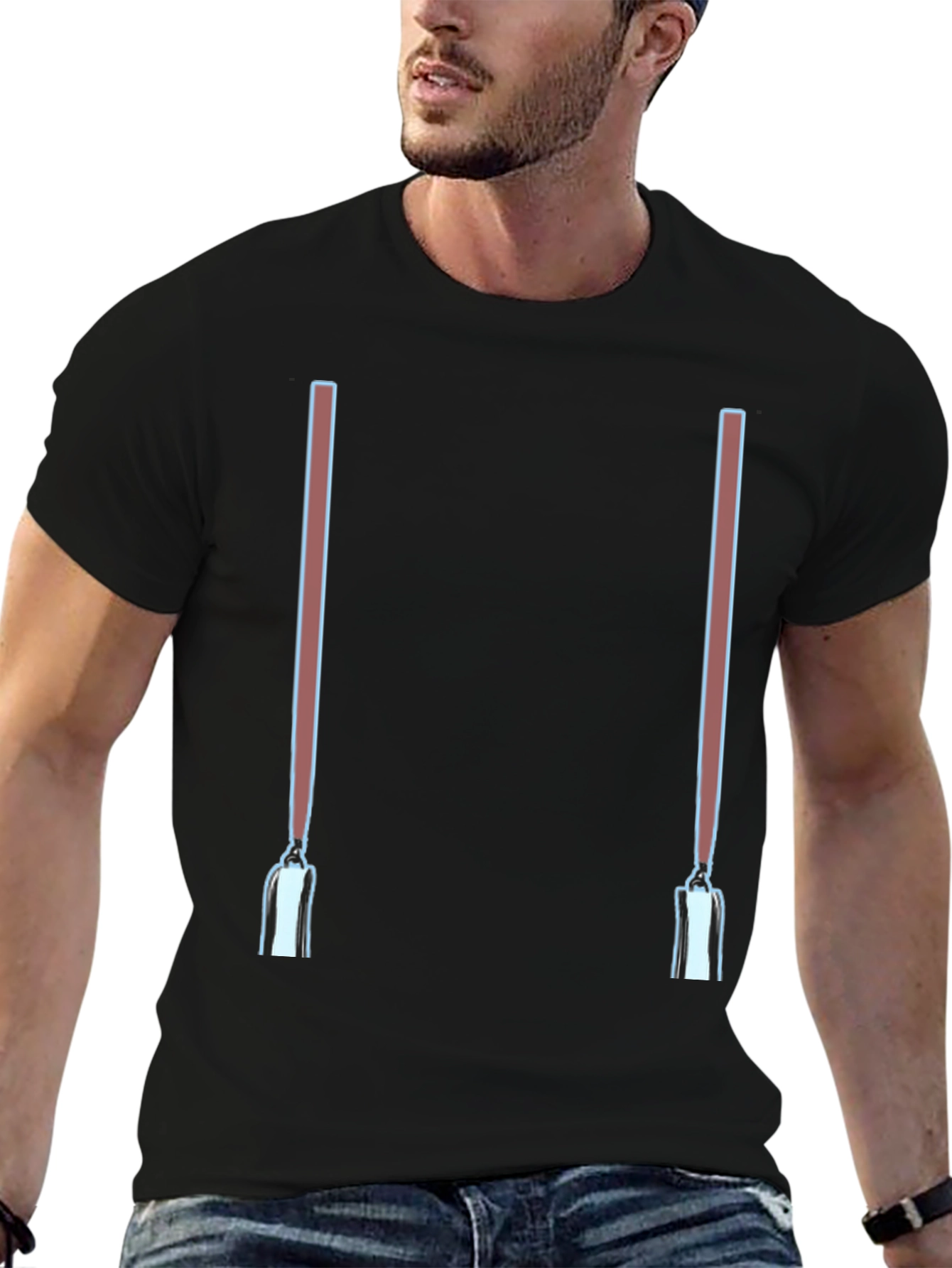 Novelty Suspenders Graphic Tee - Black