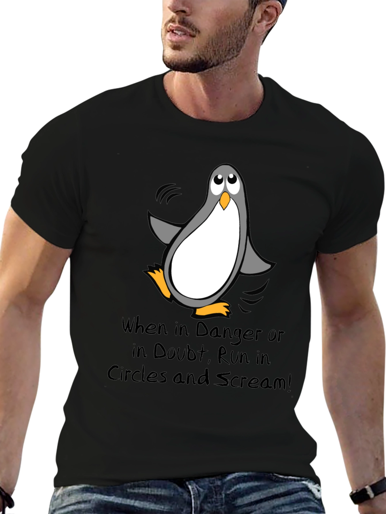 Penguin Danger T-Shirt - Run in Circles & Scream!