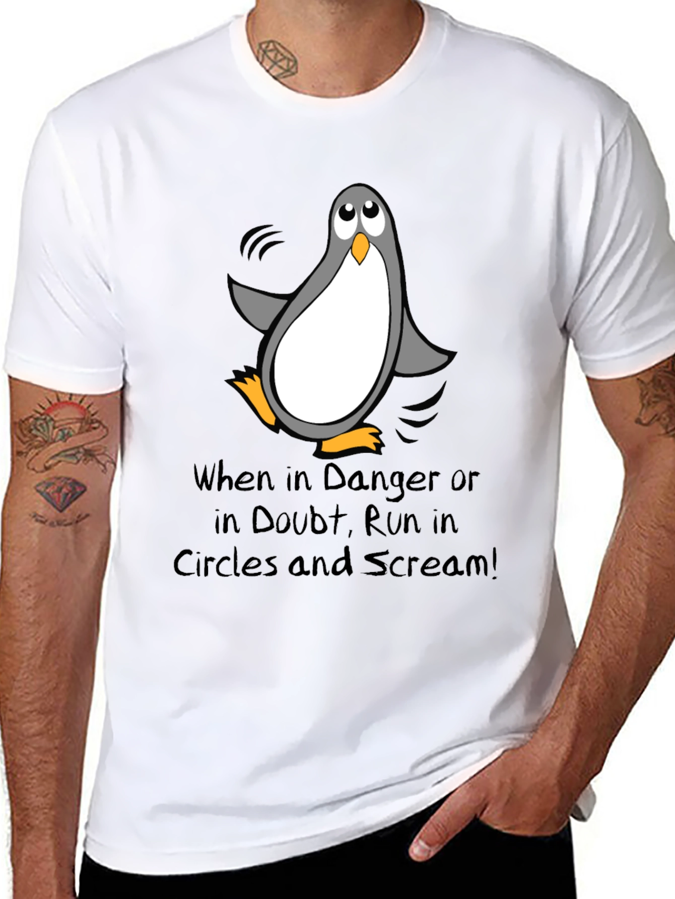 Penguin Danger T-Shirt - Run in Circles & Scream!