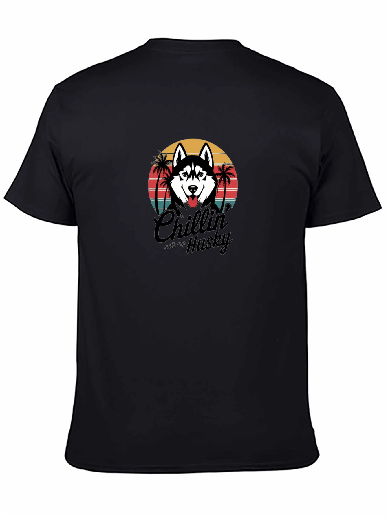 Chillin With My Husky T-Shirt - Black Graphic Tee