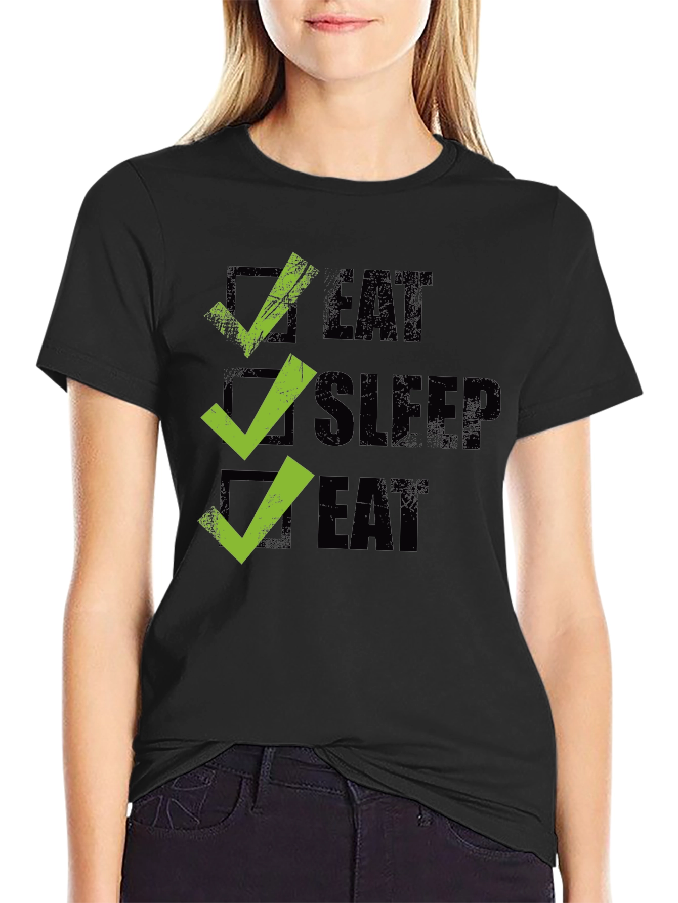 Eat Sleep Eat Graphic Tee - Checkbox Design