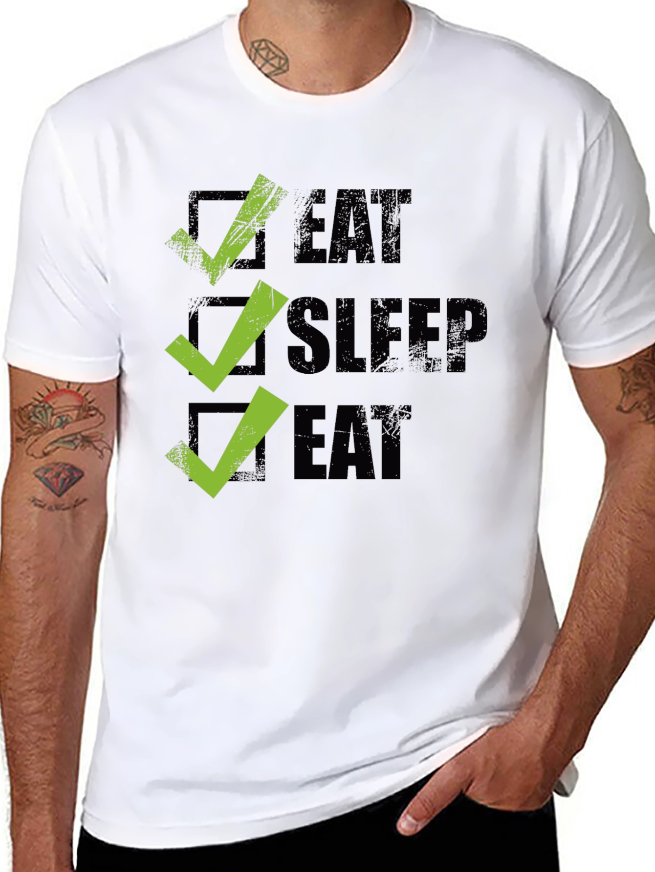 Eat Sleep Eat Graphic Tee - Checkbox Design