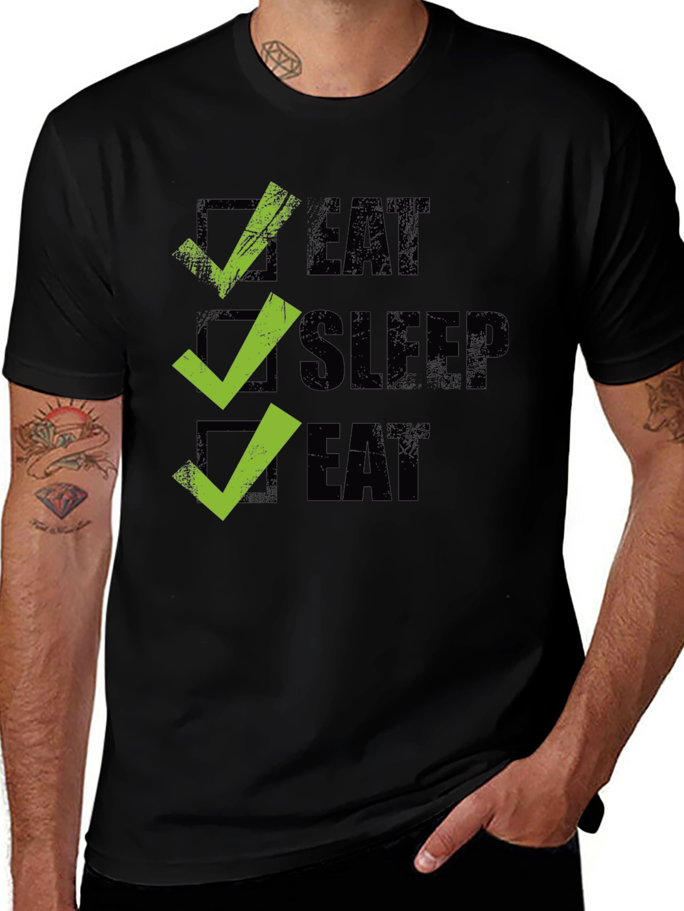 Eat Sleep Eat Graphic Tee - Checkbox Design