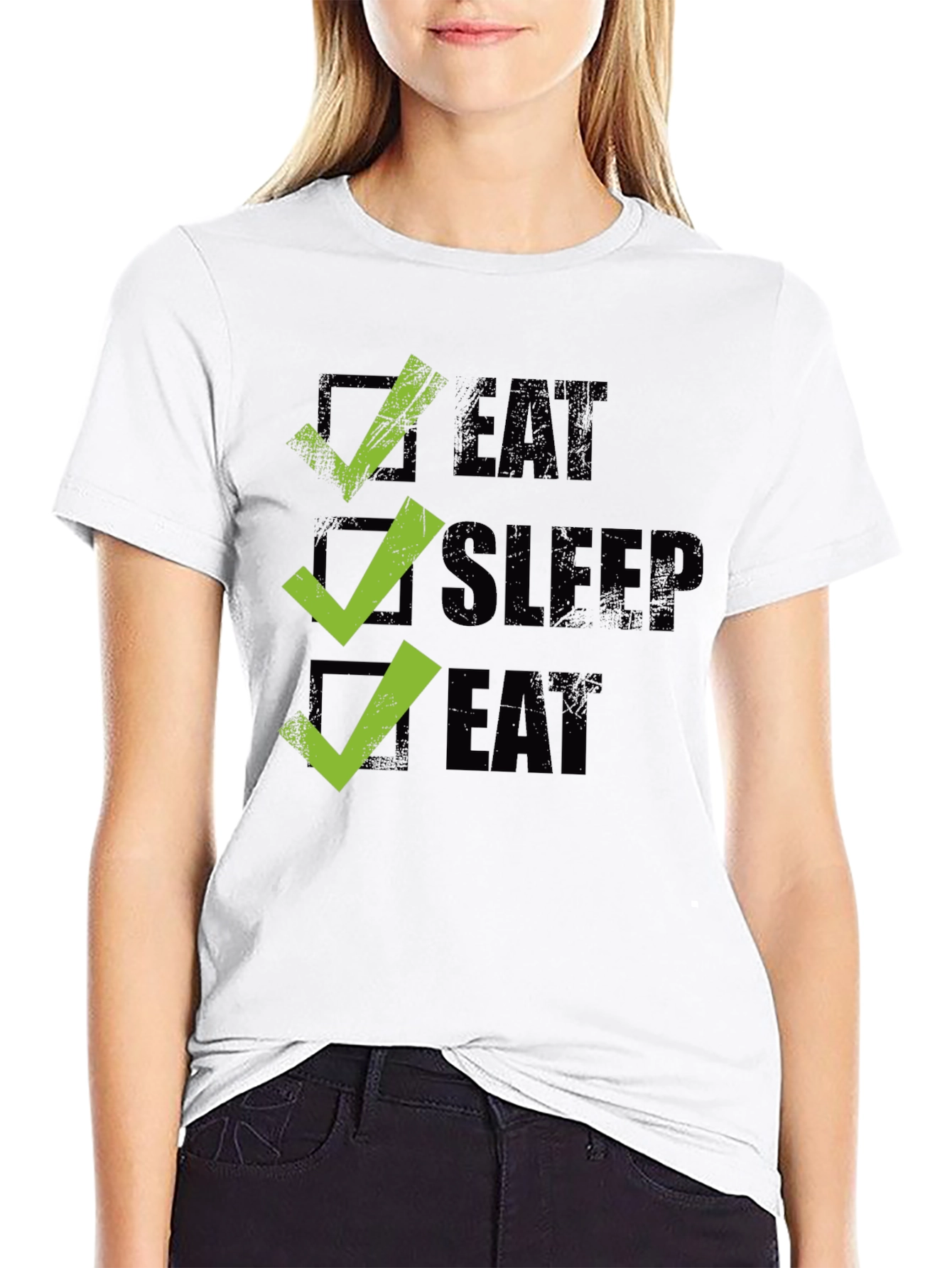 Eat Sleep Eat Graphic Tee - Checkbox Design