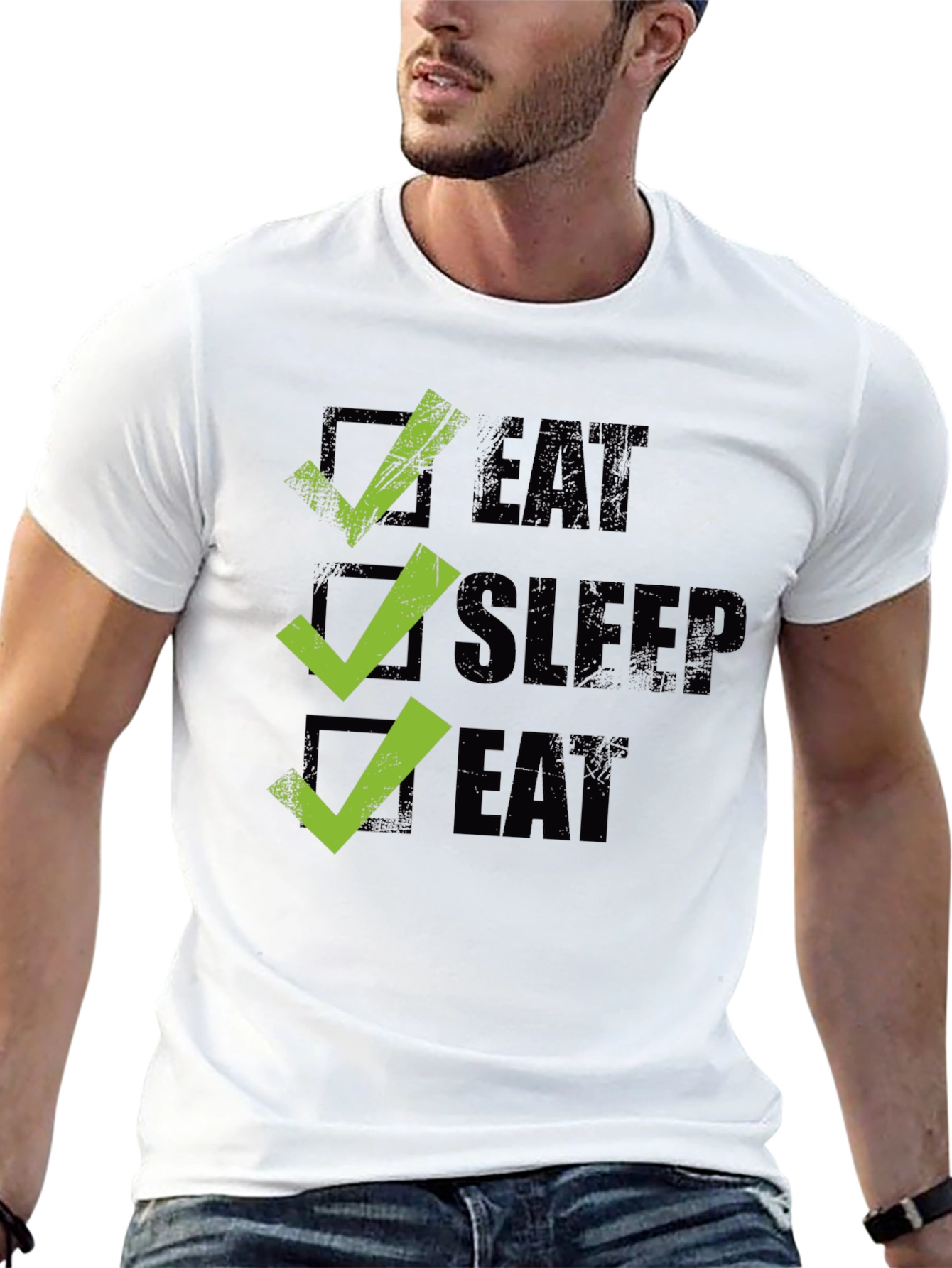 Eat Sleep Eat Graphic Tee - Checkbox Design