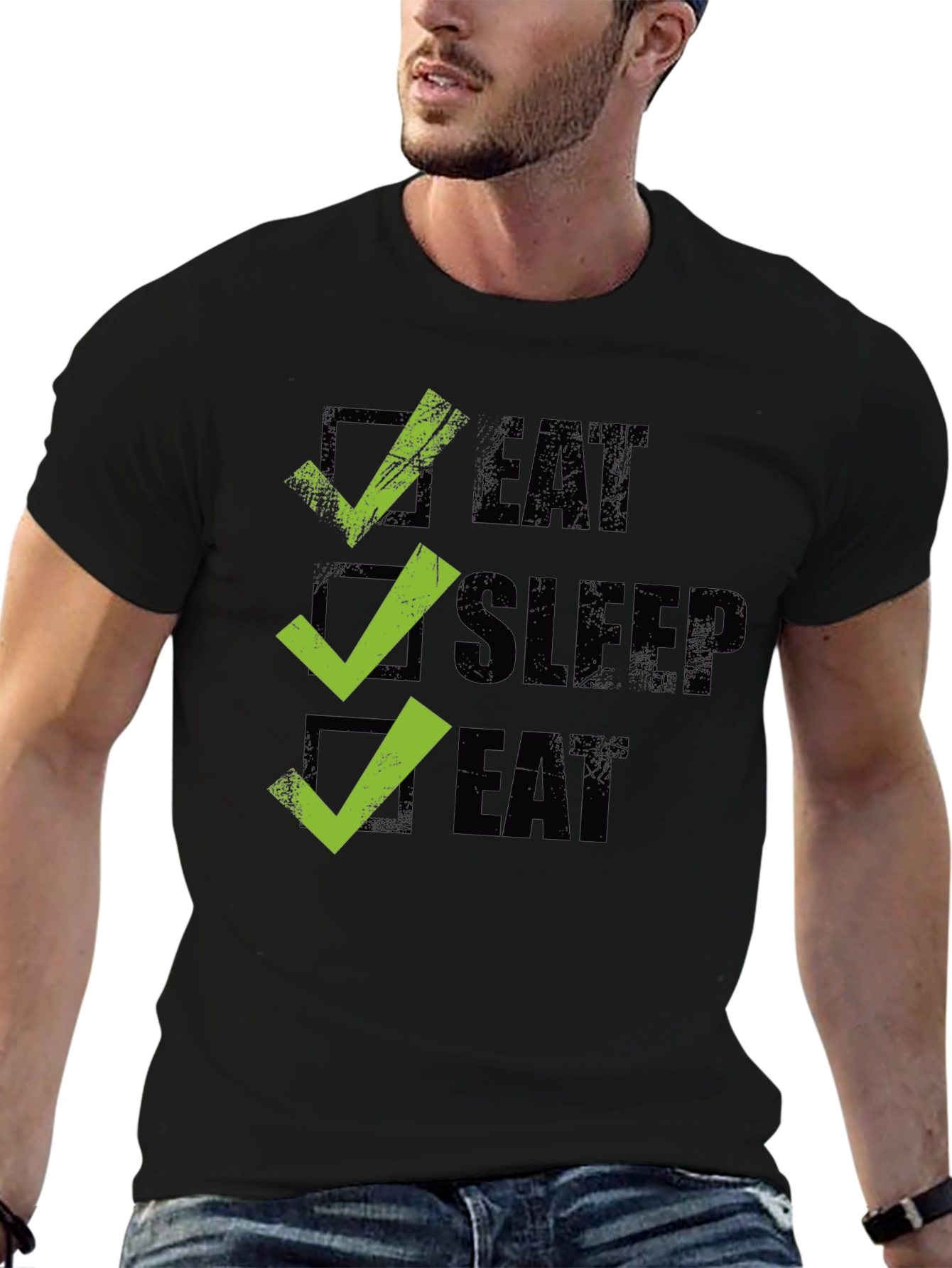 Eat Sleep Eat Graphic Tee - Checkbox Design