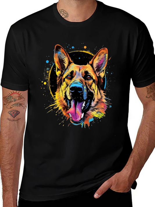 Colorful German Shepherd Dog Graphic T-Shirt