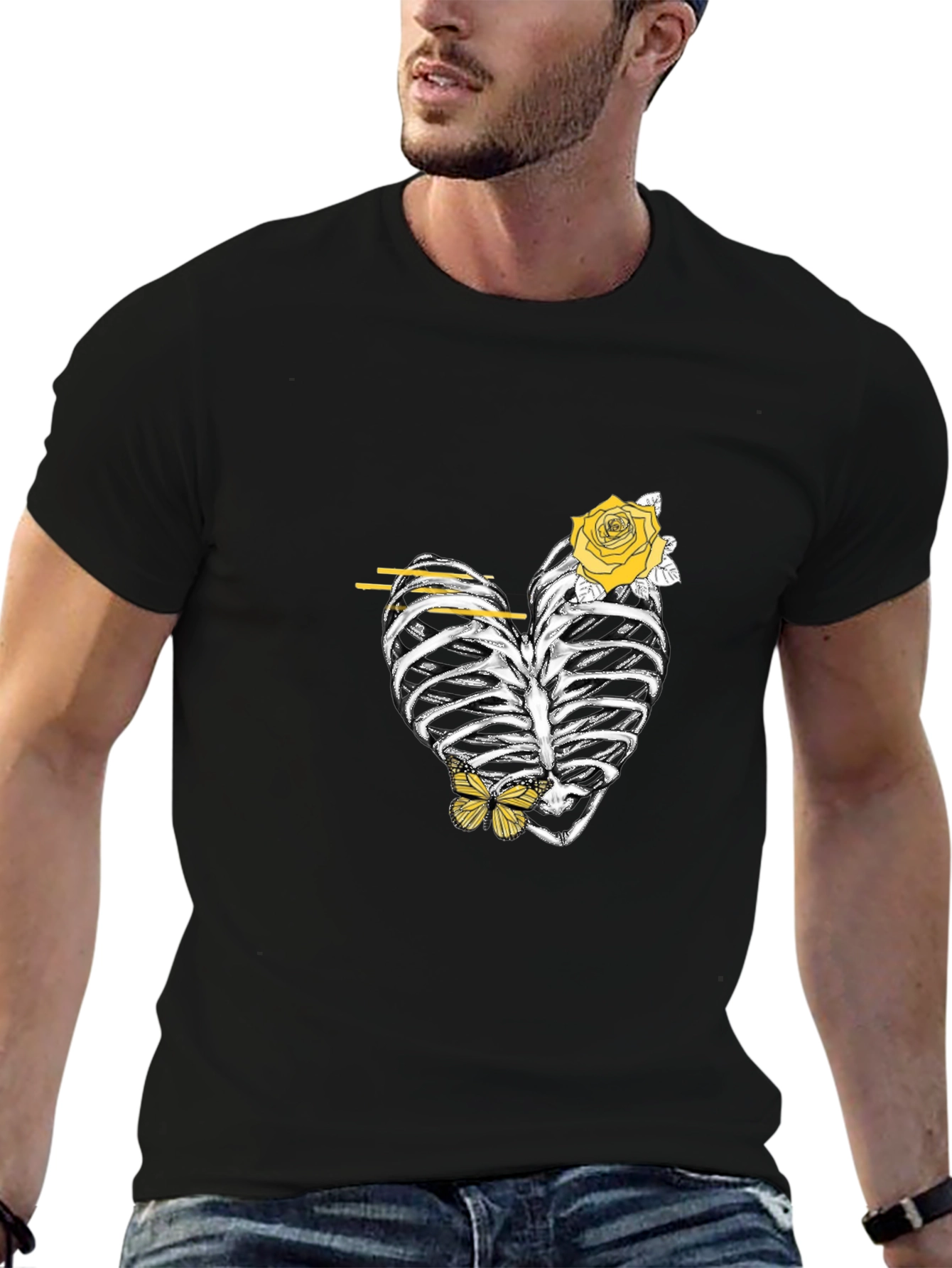 Heart Rib Cage Rose Graphic Tee