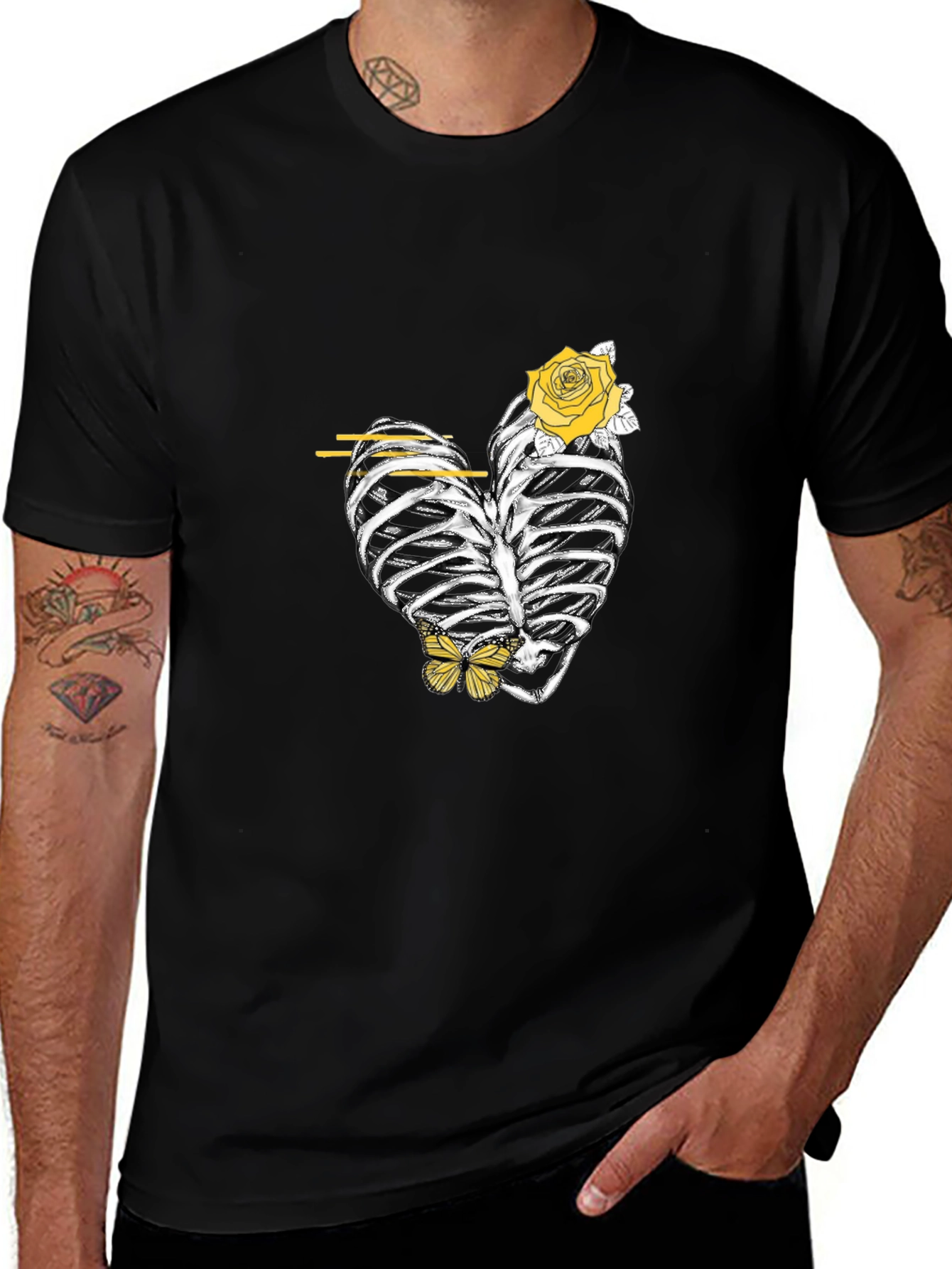 Heart Rib Cage Rose Graphic Tee