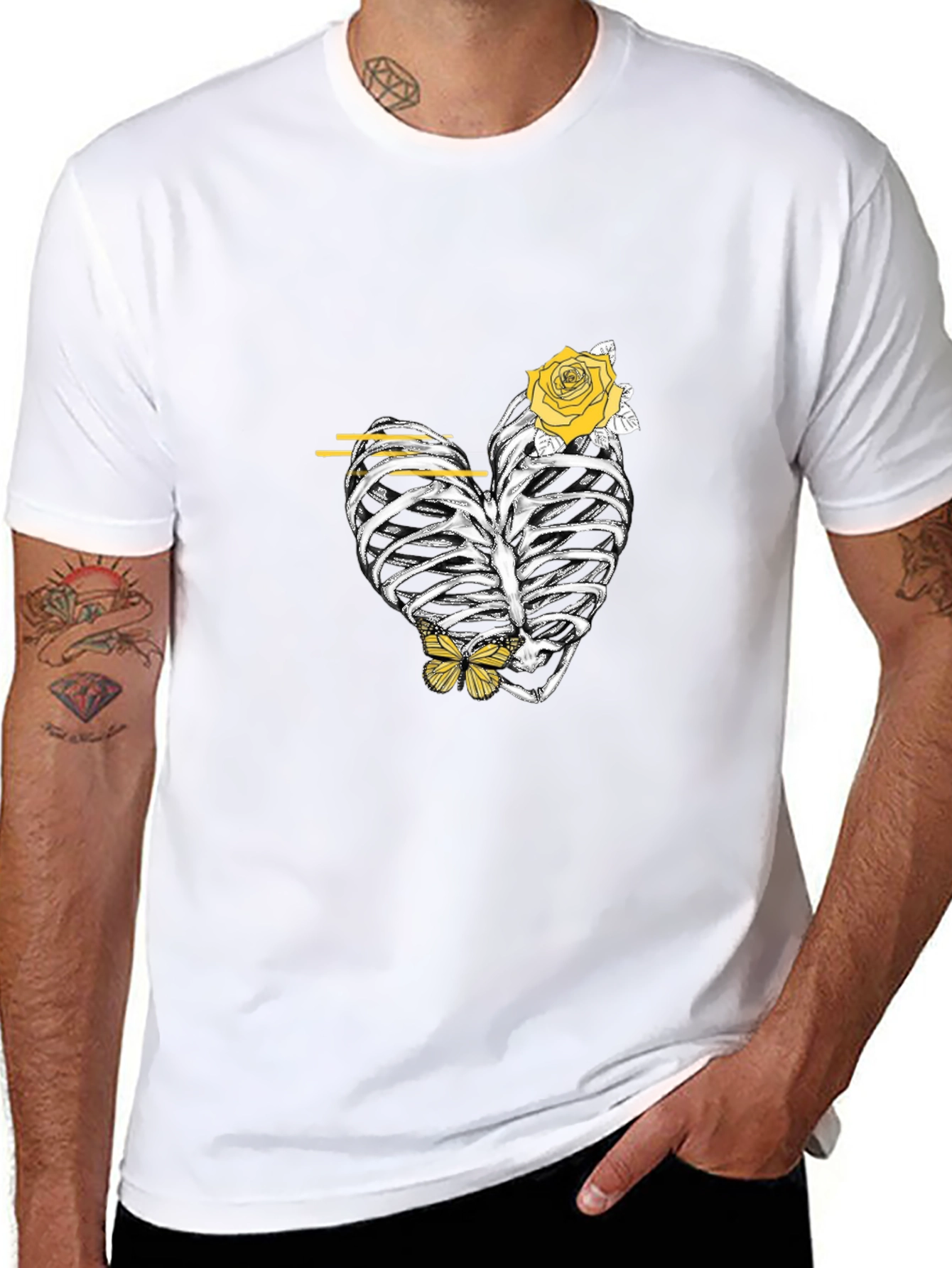 Heart Rib Cage Rose Graphic Tee