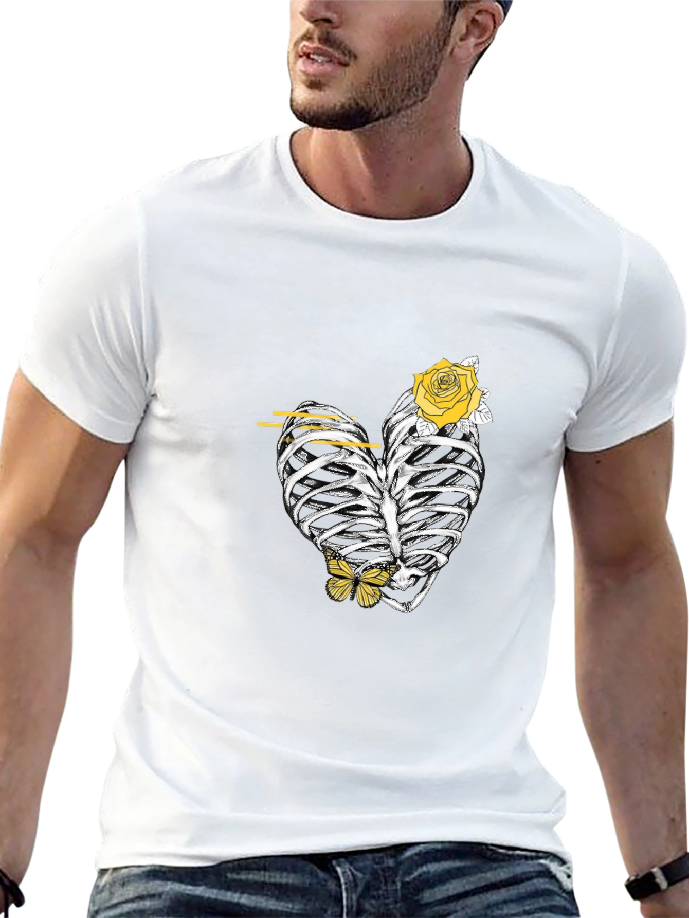 Heart Rib Cage Rose Graphic Tee