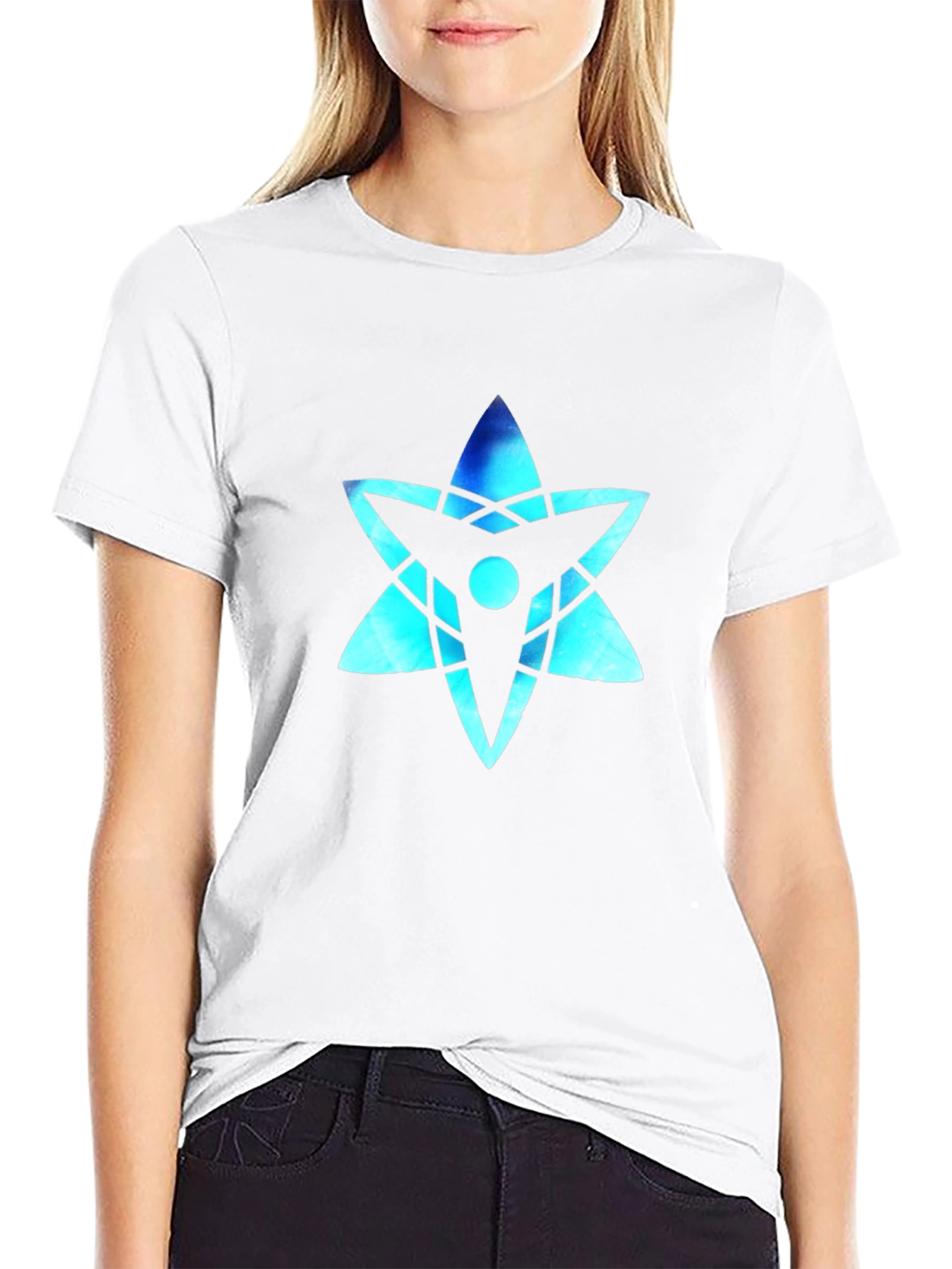 Cool Blue Star Graphic Black T-Shirt