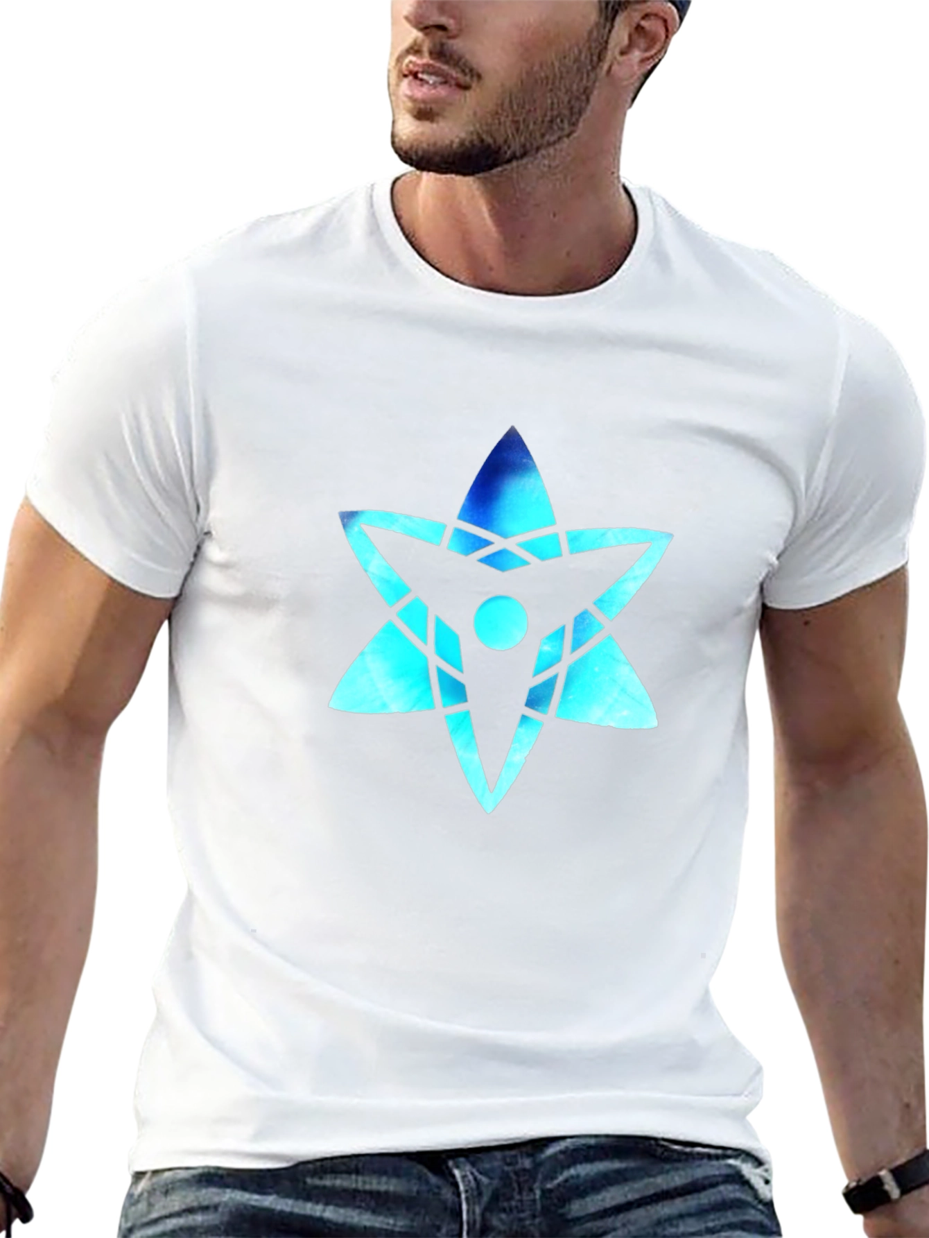 Cool Blue Star Graphic Black T-Shirt