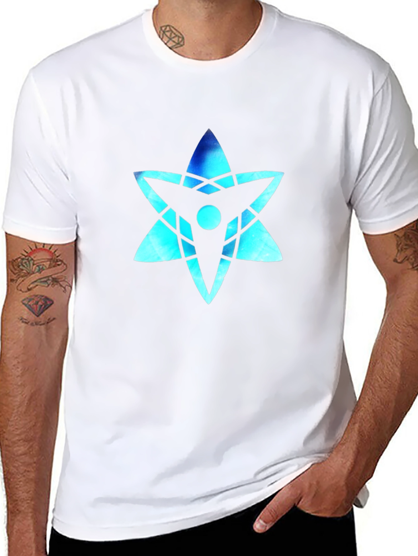Cool Blue Star Graphic Black T-Shirt