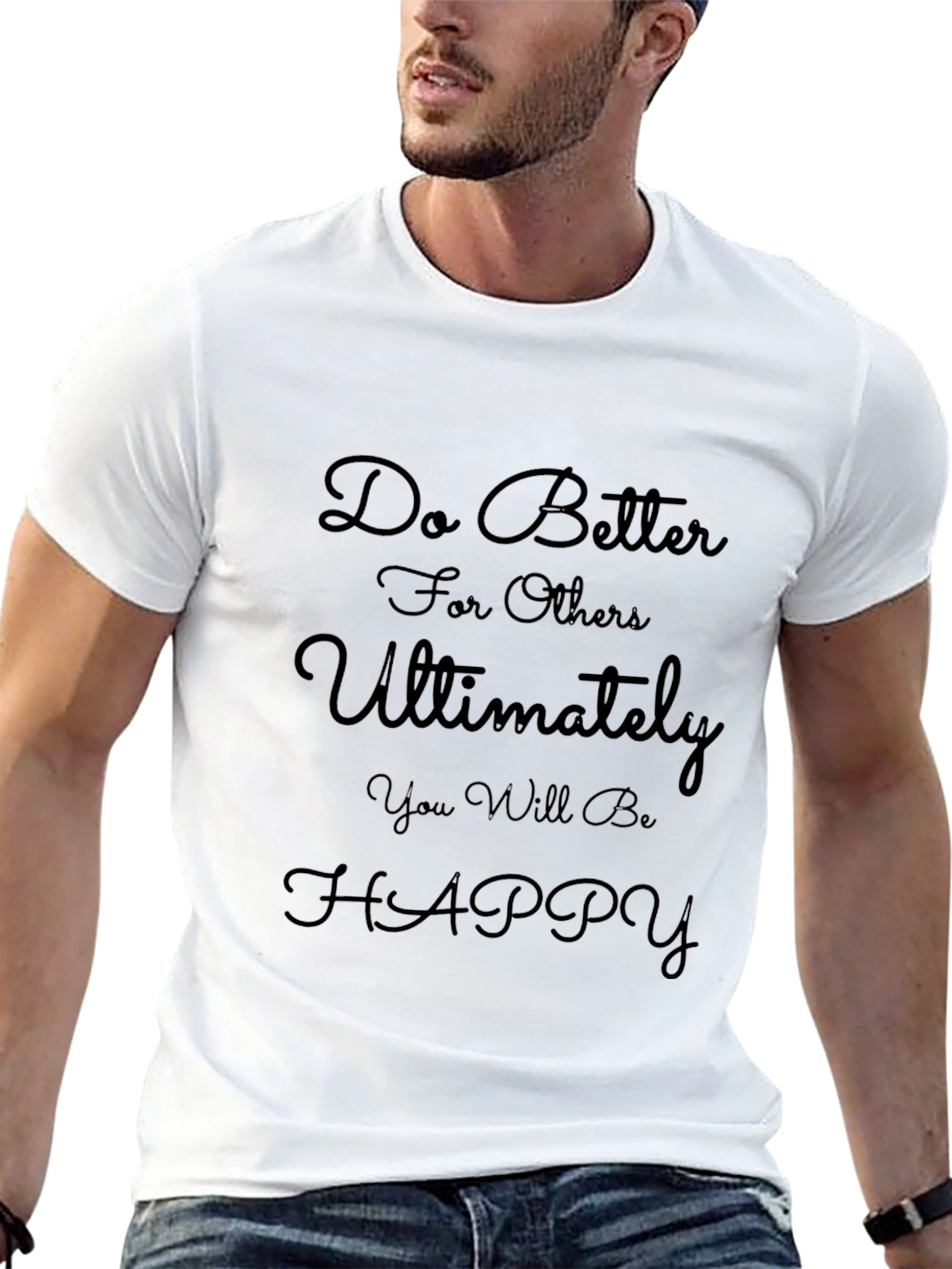 Motivational Quote Black T-Shirt - Do Better Be Happy