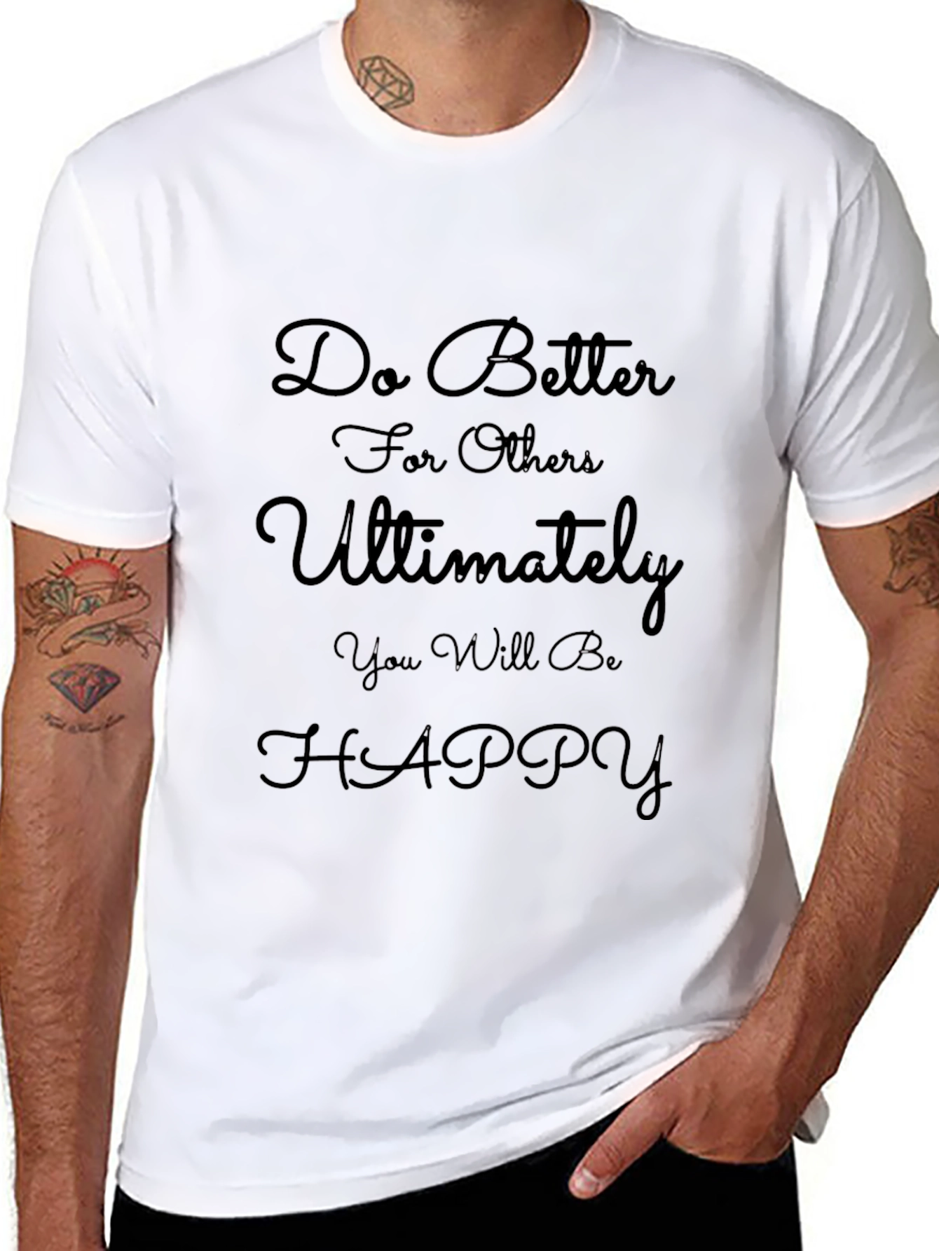 Motivational Quote Black T-Shirt - Do Better Be Happy