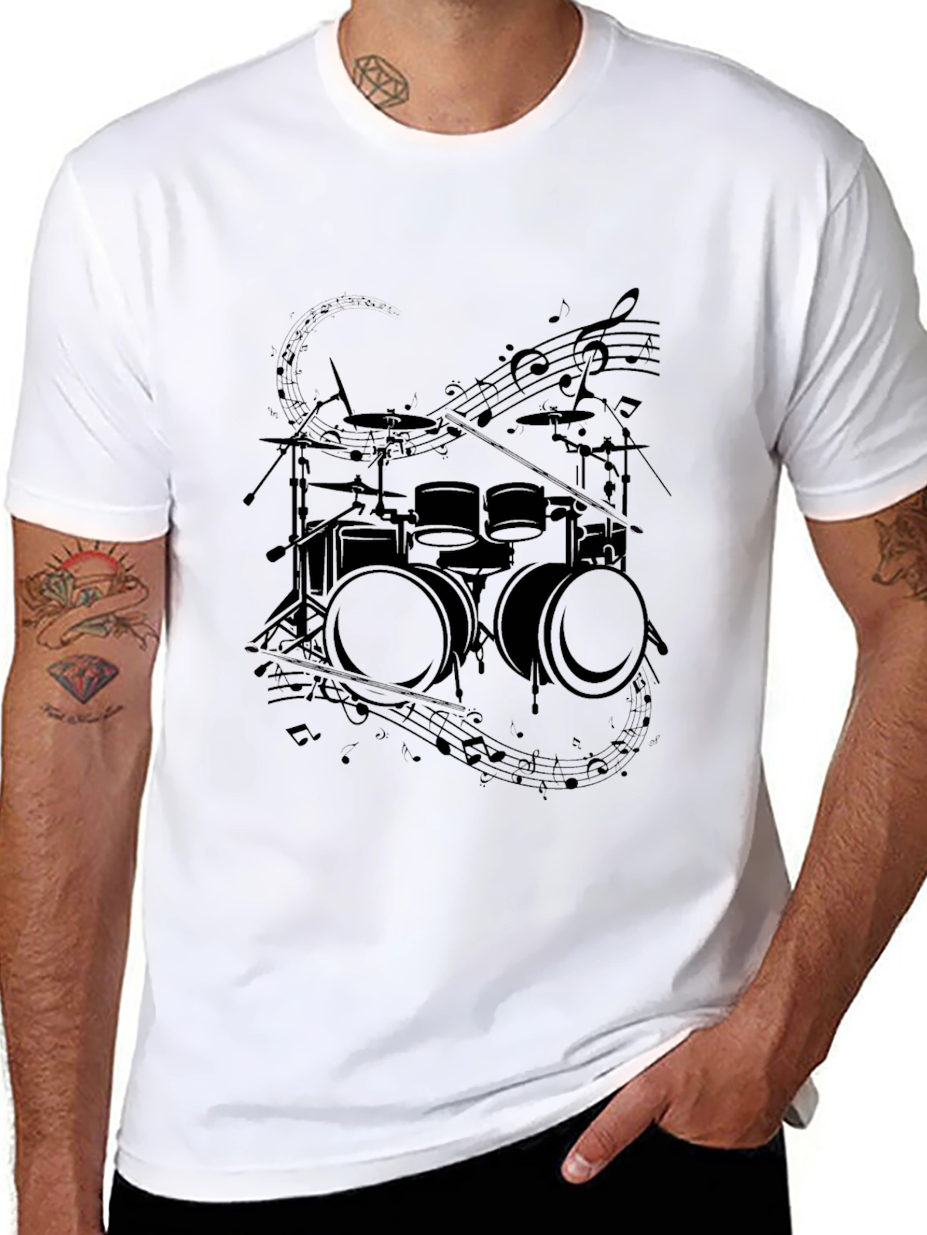 Drum Set Graphic T-Shirt - Music Lover Tee