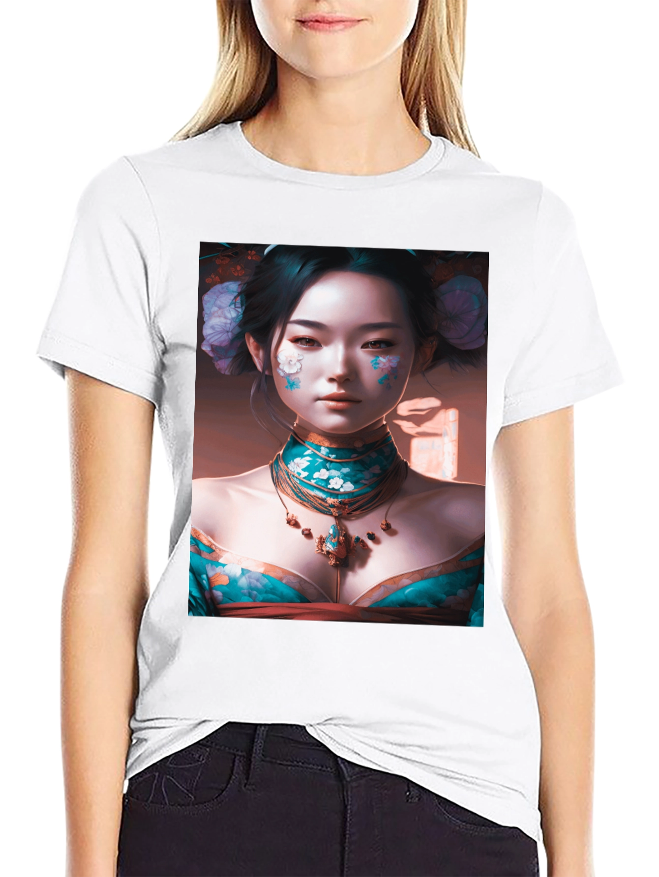 Geisha Art Black T-Shirt
