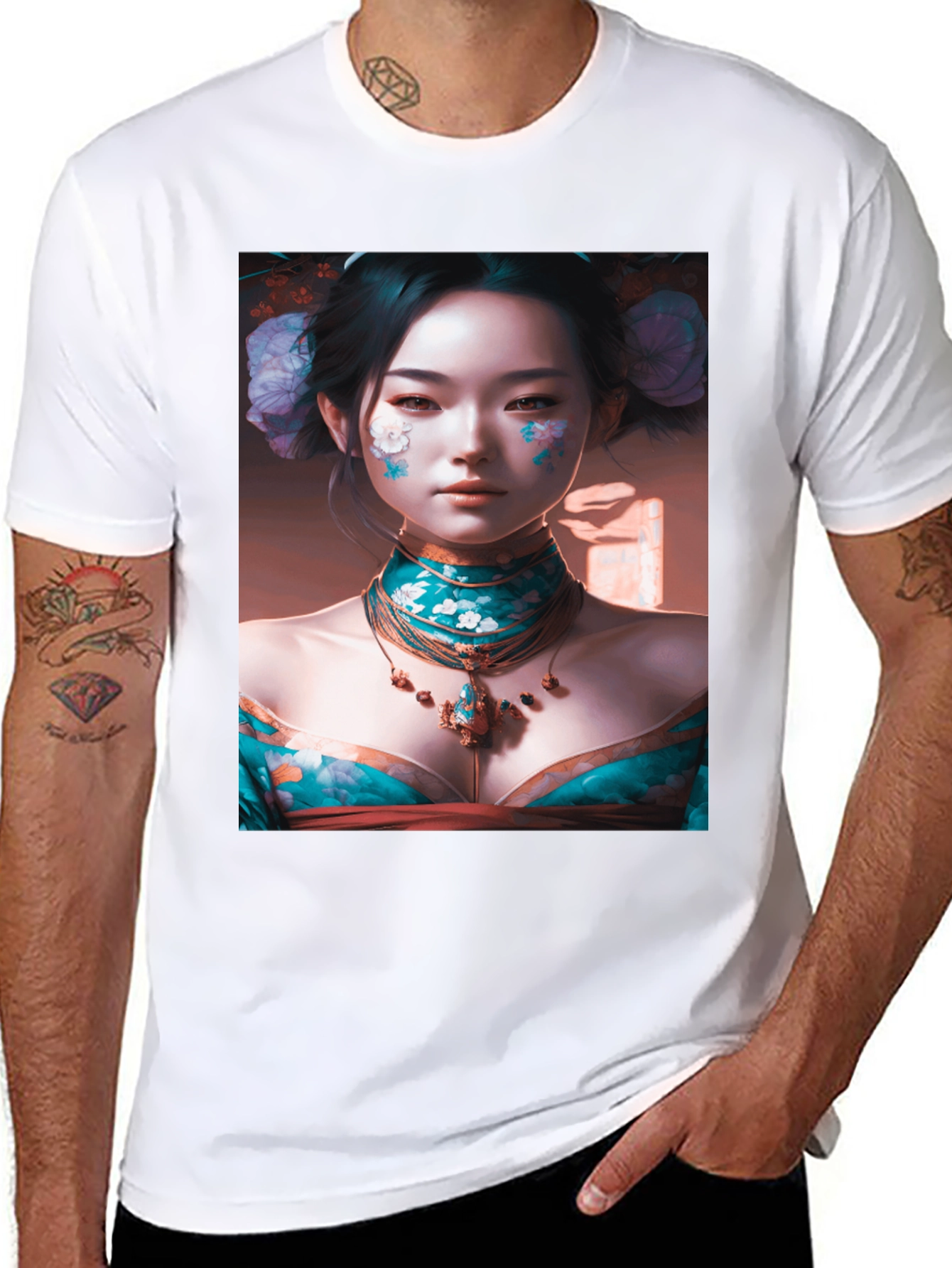 Geisha Art Black T-Shirt