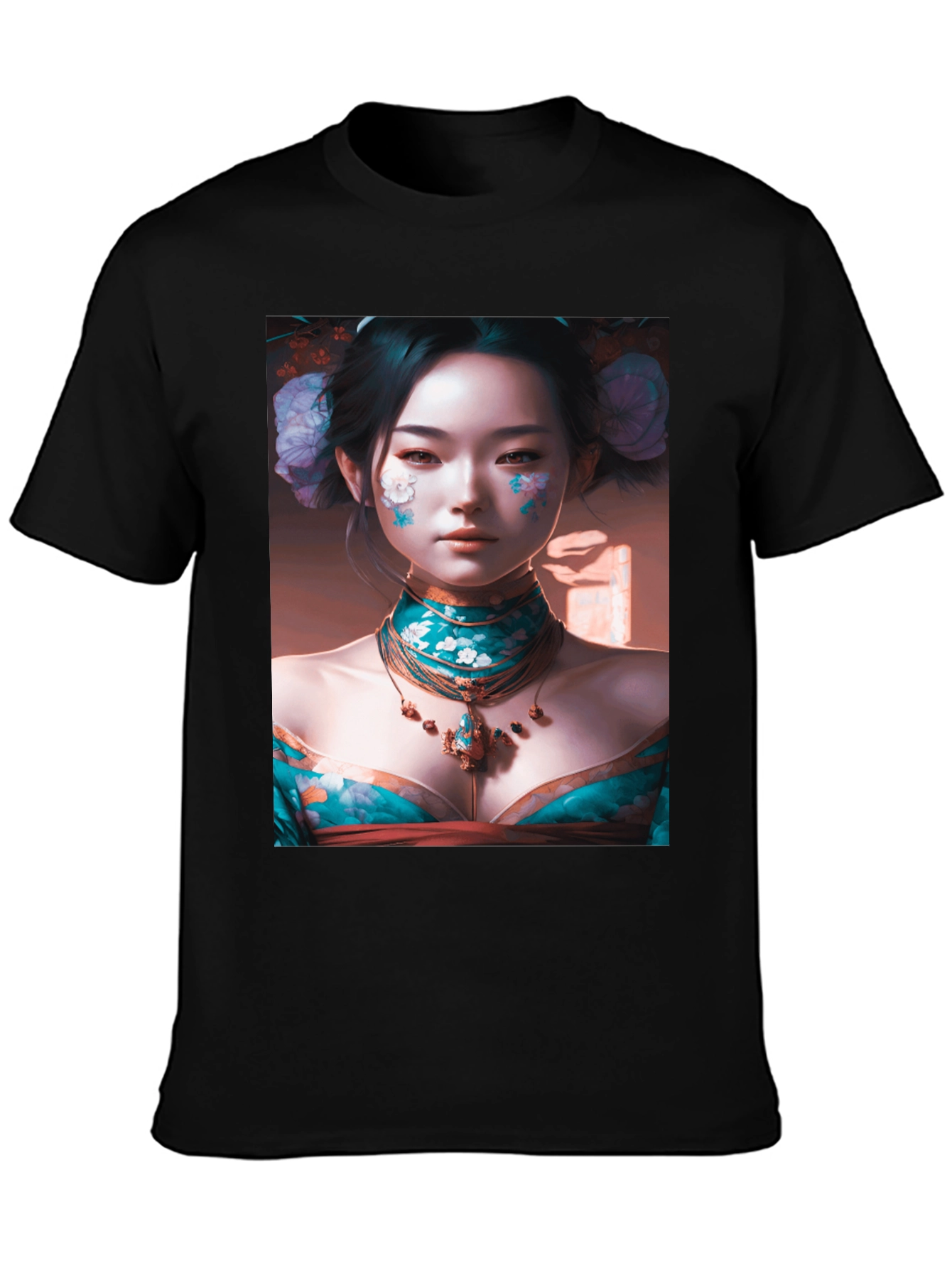 Geisha Art Black T-Shirt