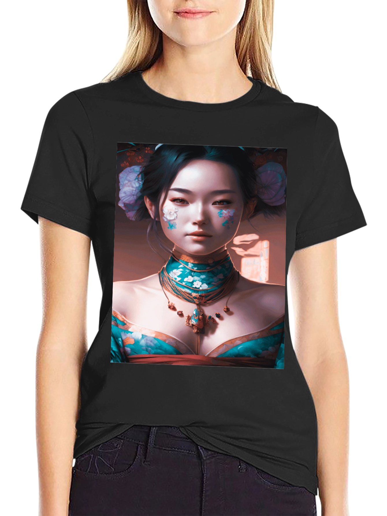 Geisha Art Black T-Shirt