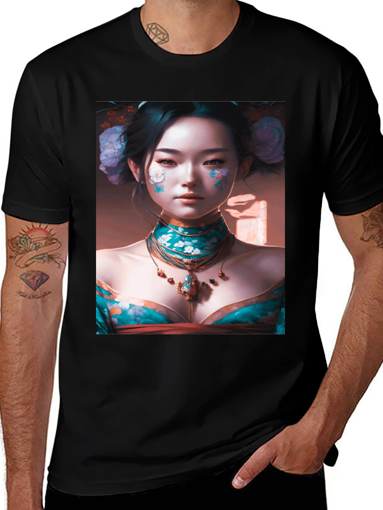 Geisha Art Black T-Shirt