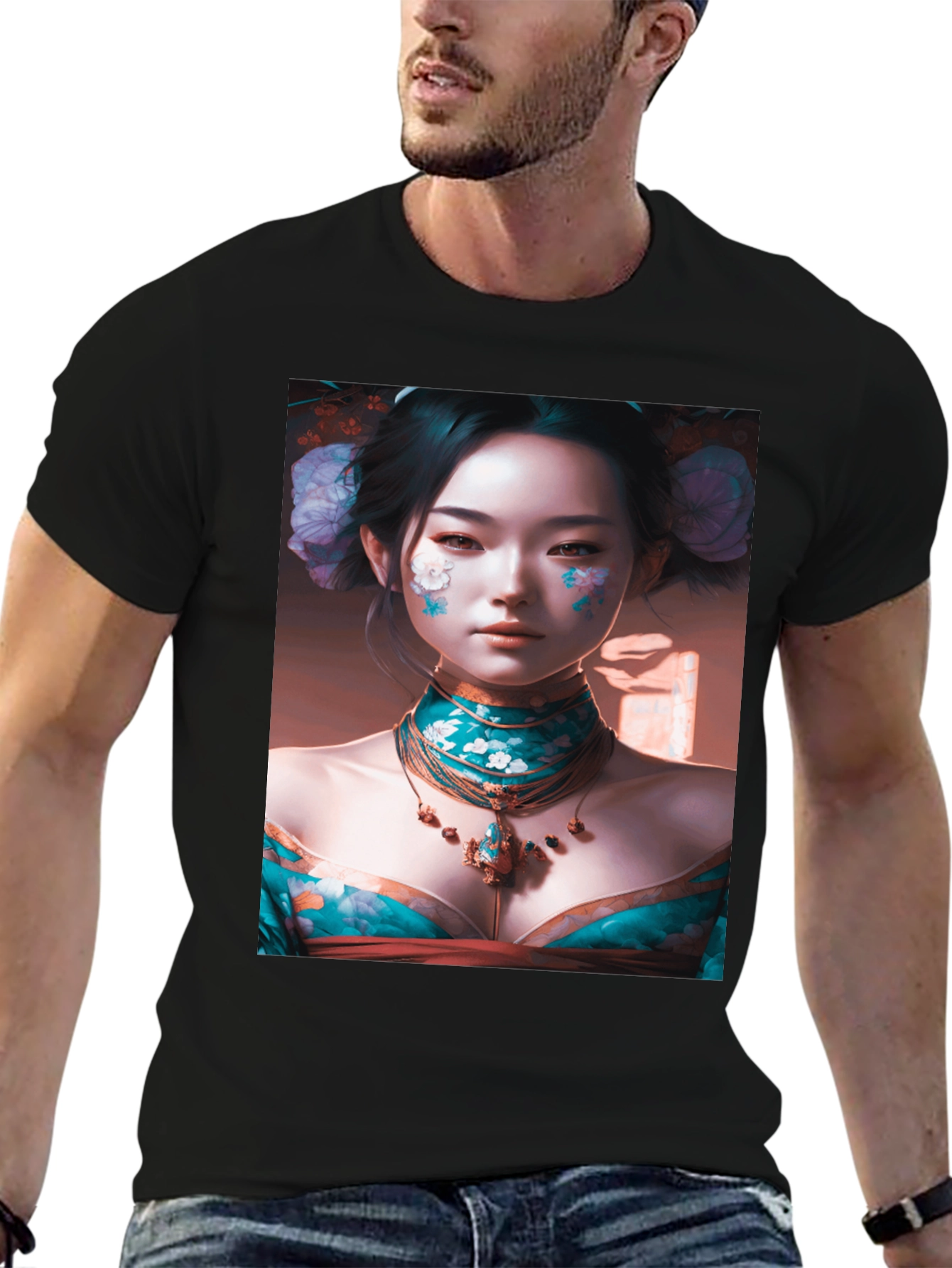 Geisha Art Black T-Shirt