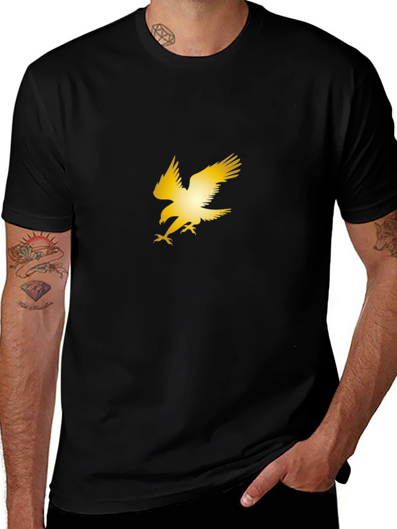 Golden Eagle Graphic Black T-Shirt