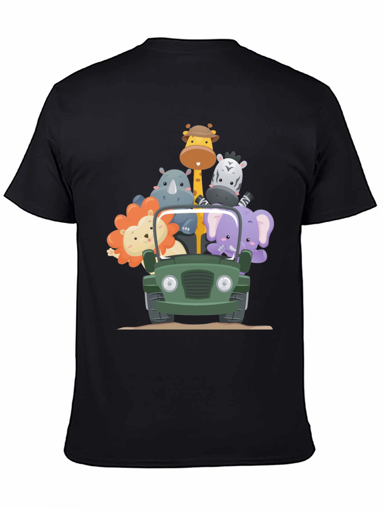 Safari Adventure T-Shirt - Cartoon Animals in a Jeep