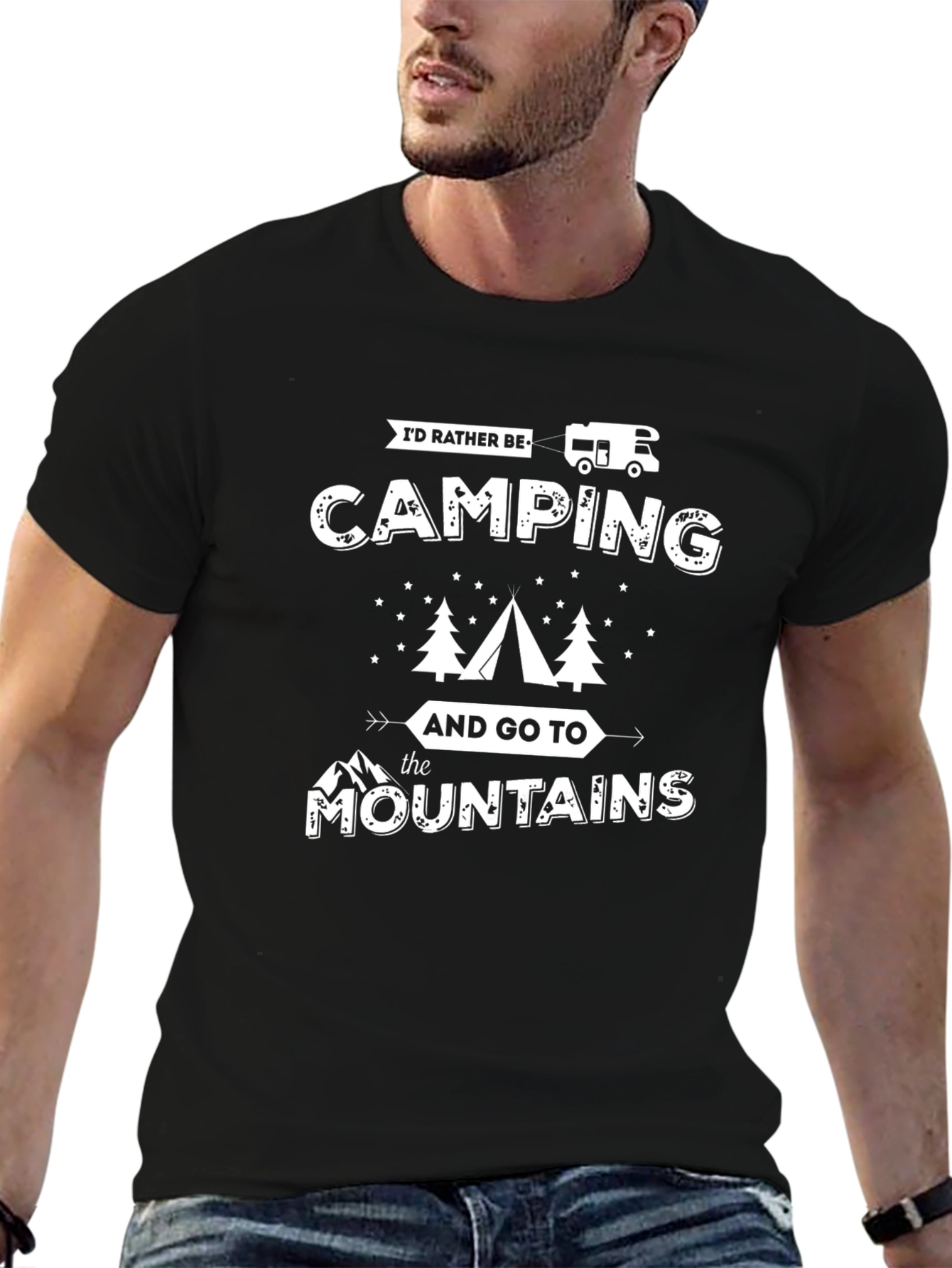 Camping & Mountains Graphic Tee - Black