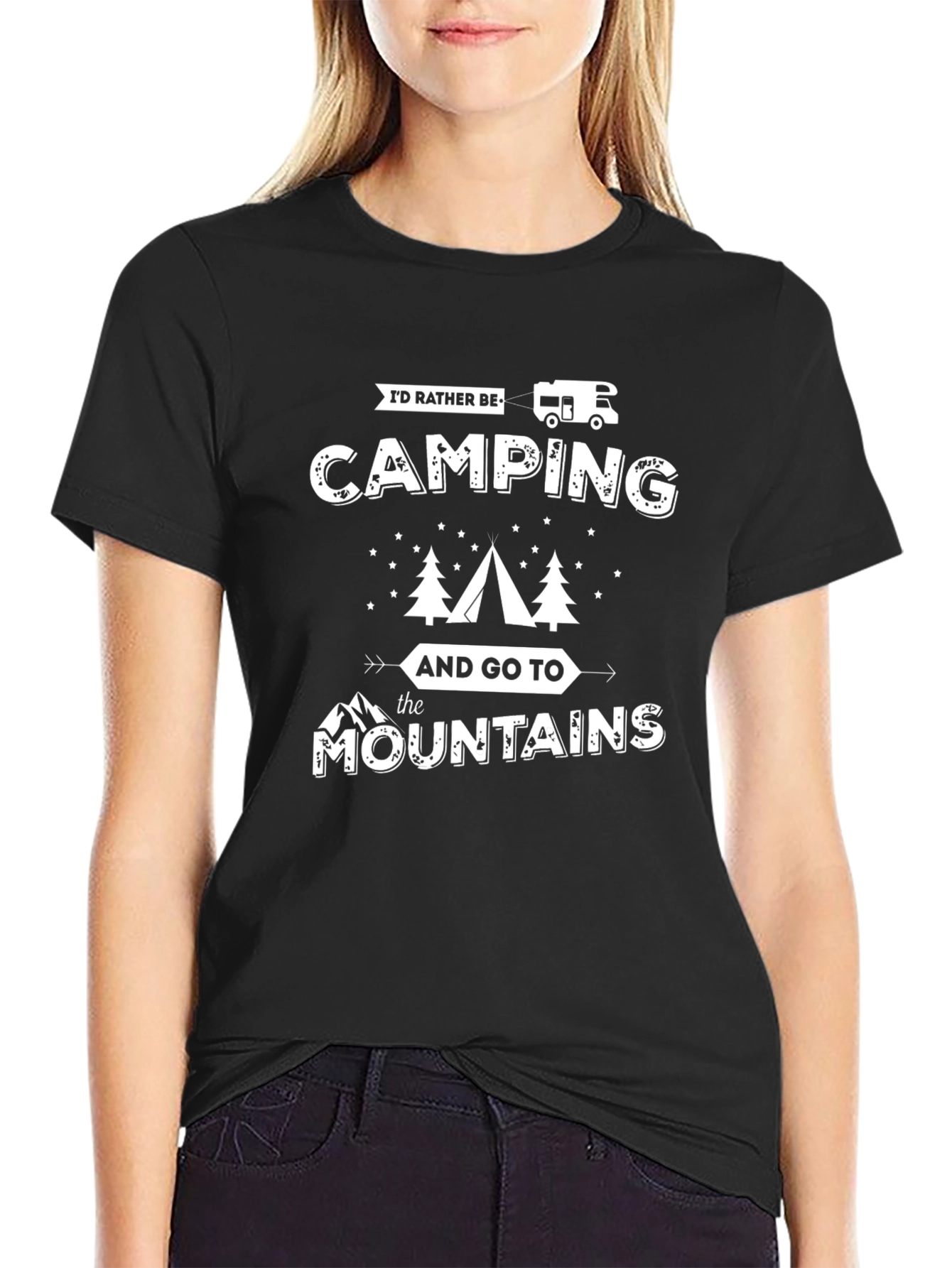 Camping & Mountains Graphic Tee - Black