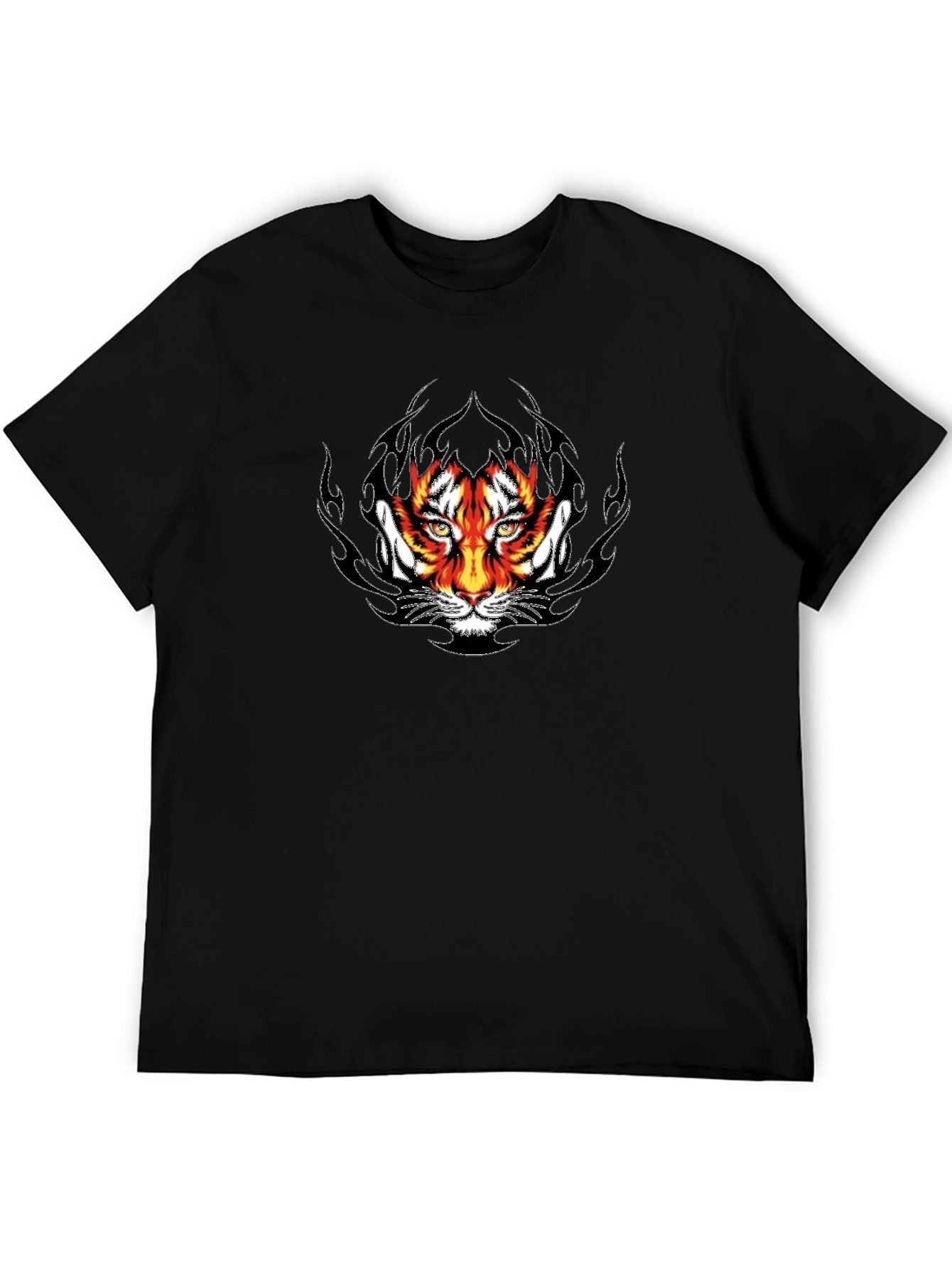 Fiery Tiger Graphic Black T-Shirt