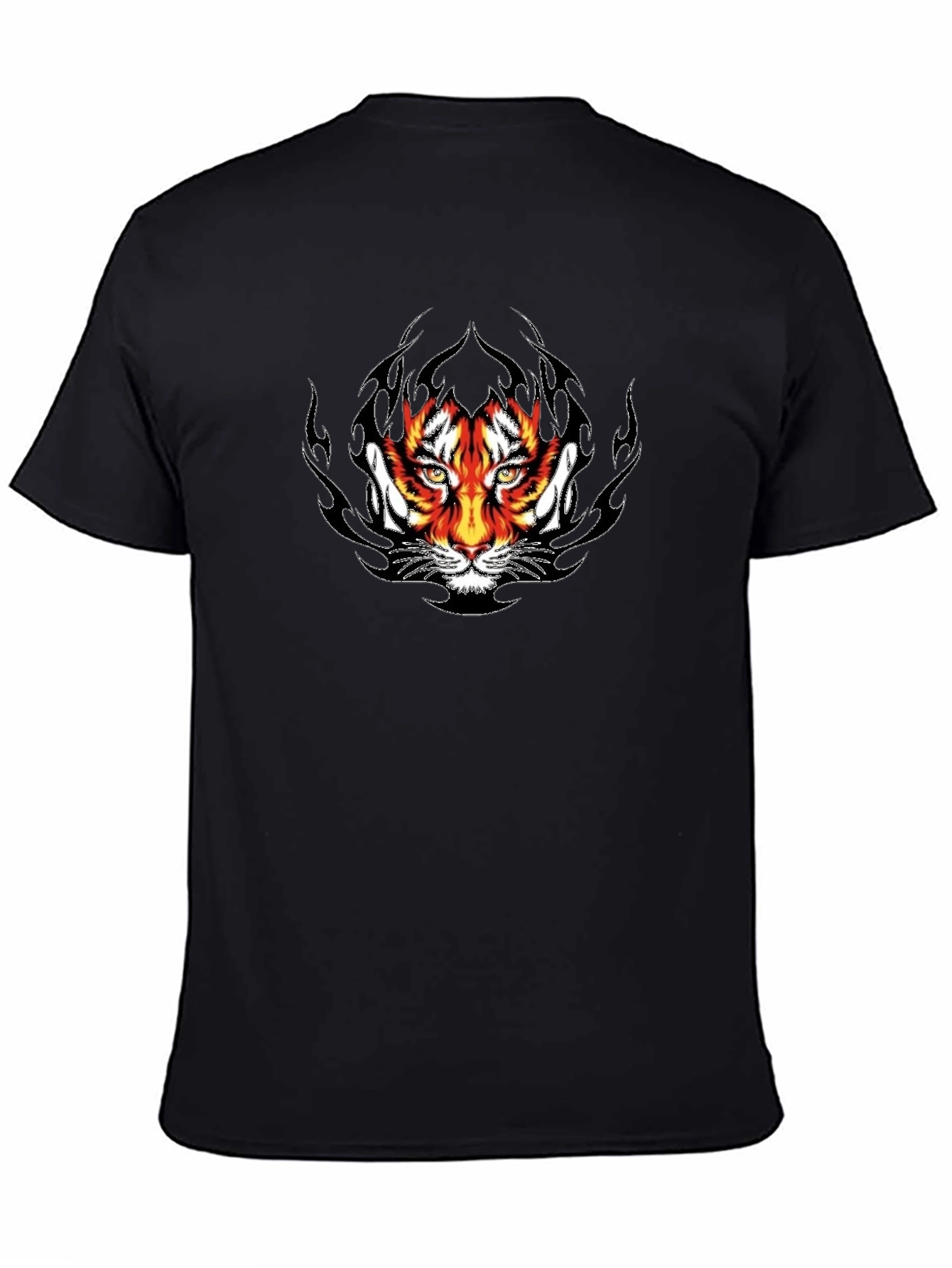 Fiery Tiger Graphic Black T-Shirt