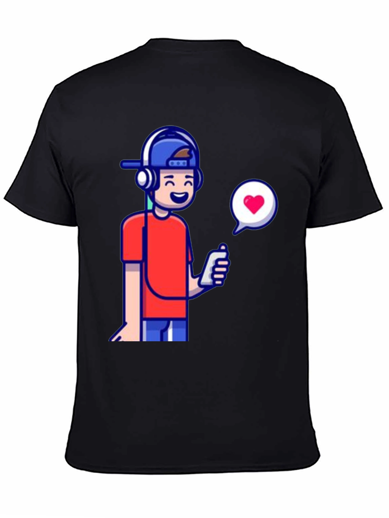 Cool Cartoon Boy Graphic Tee - Black