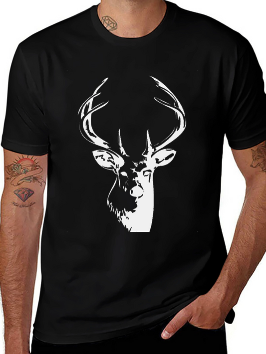 Stag Graphic Black T-Shirt - Mens Casual Tee