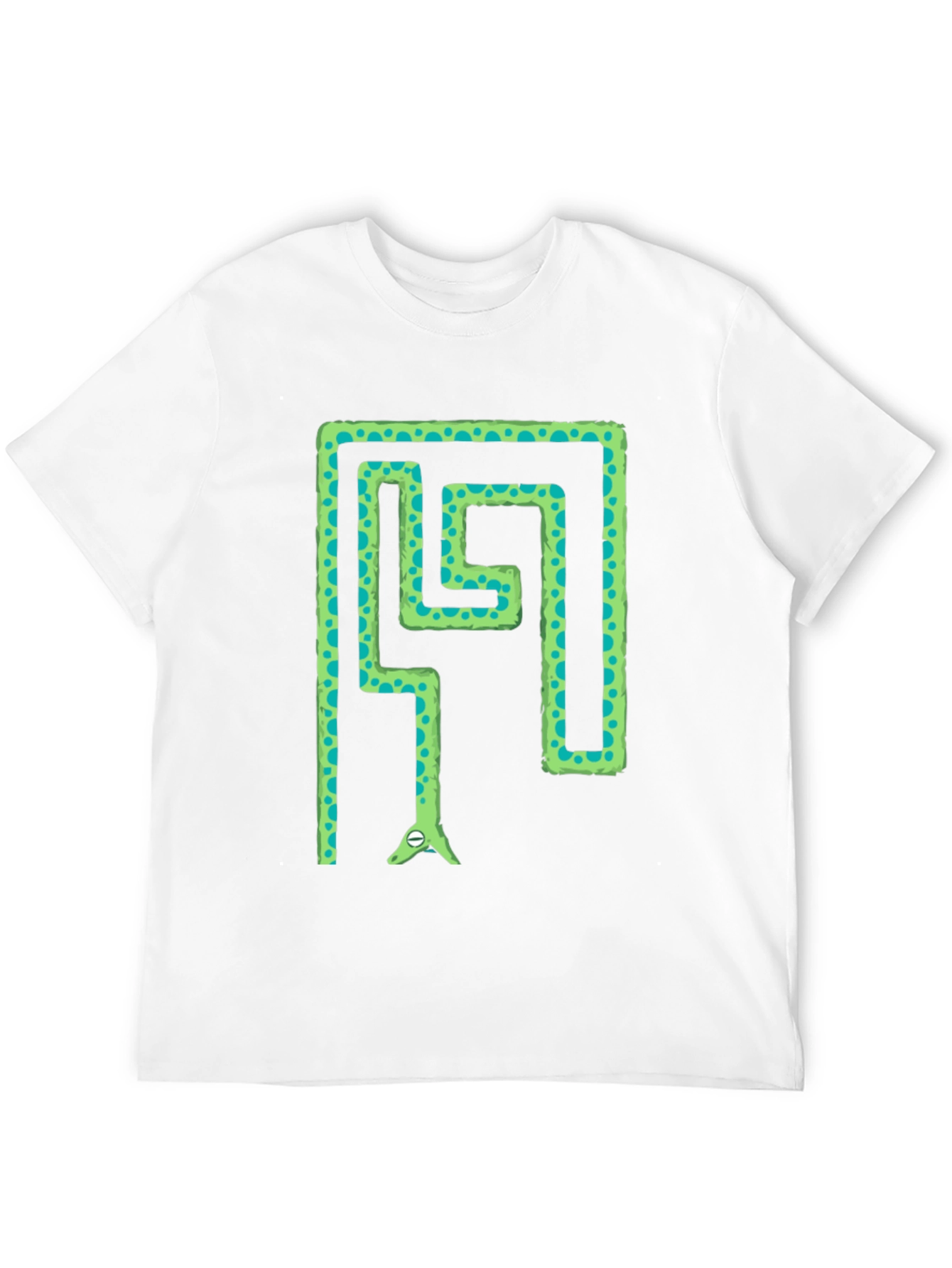 Snake Maze T-Shirt - Green Reptile in Labyrinth Tee