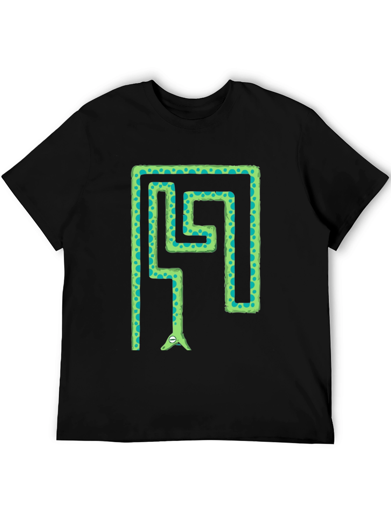 Snake Maze T-Shirt - Green Reptile in Labyrinth Tee