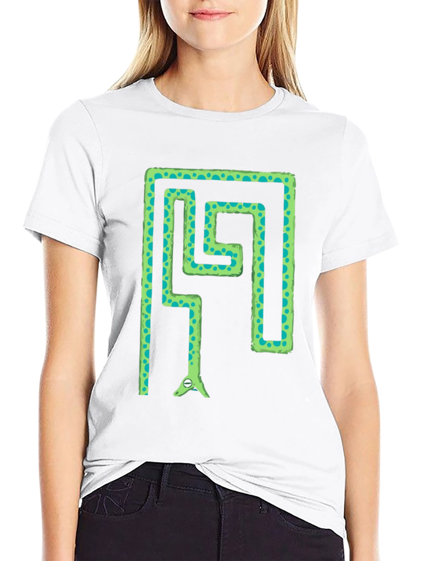 Snake Maze T-Shirt - Green Reptile in Labyrinth Tee