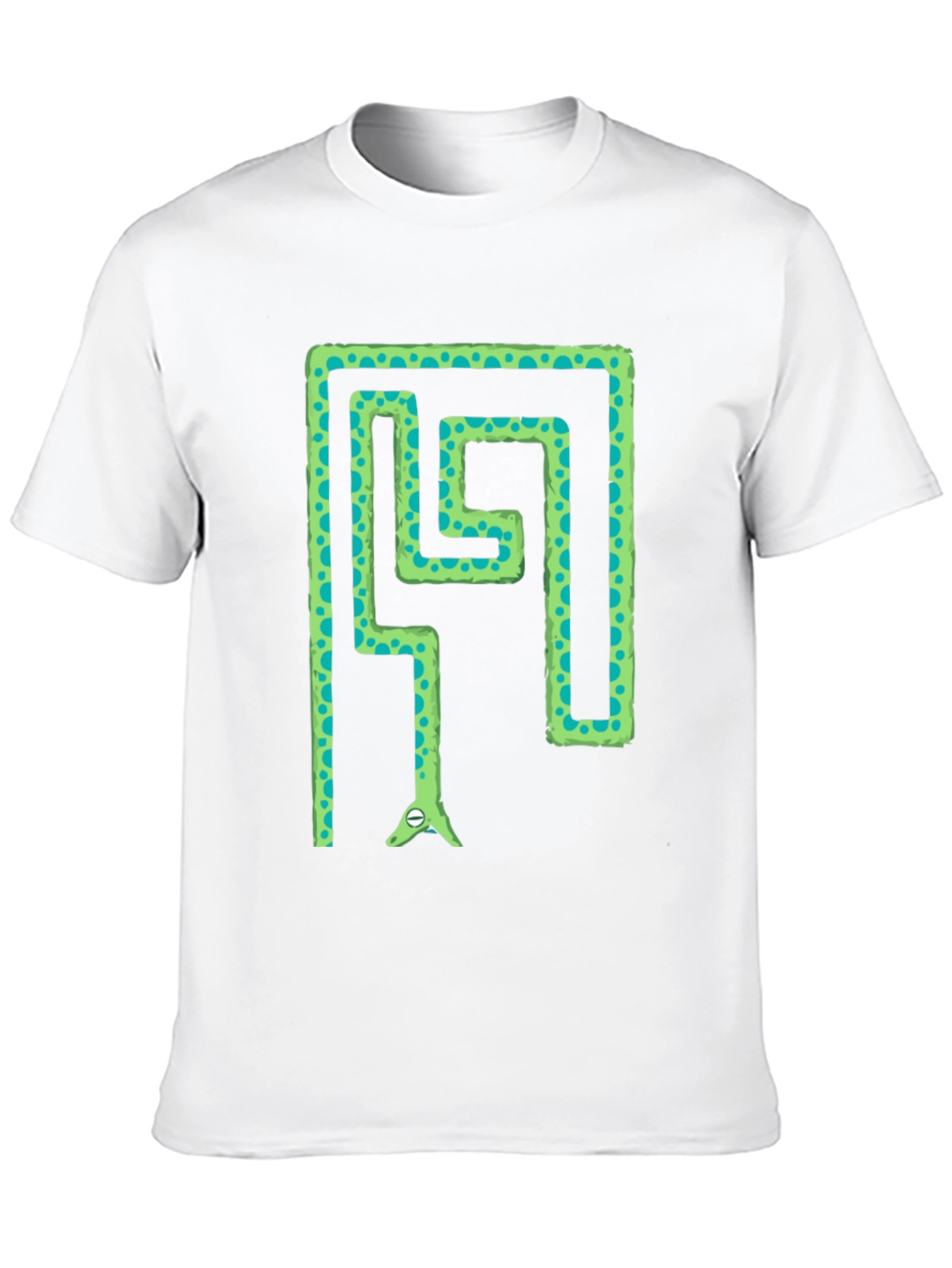 Snake Maze T-Shirt - Green Reptile in Labyrinth Tee