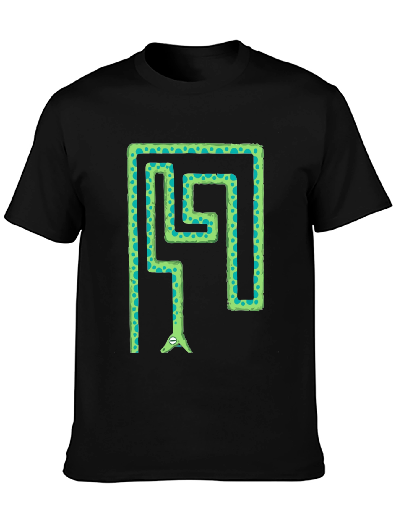 Snake Maze T-Shirt - Green Reptile in Labyrinth Tee