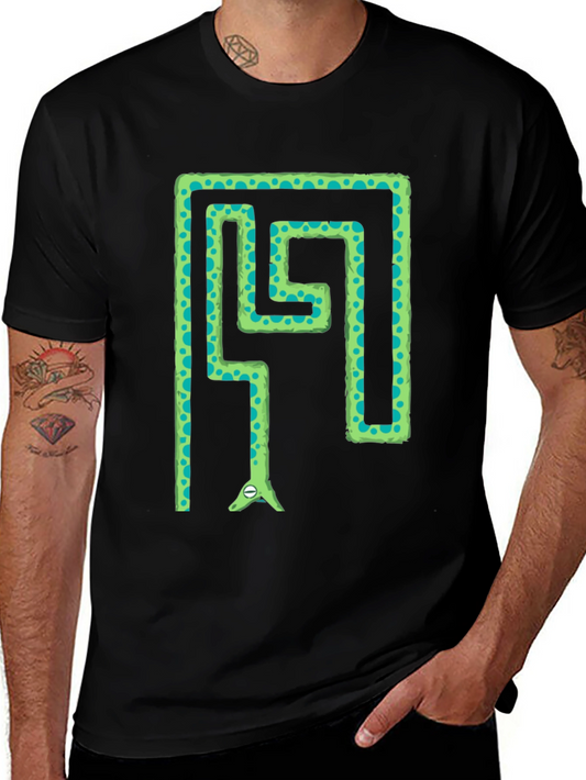 Snake Maze T-Shirt - Green Reptile in Labyrinth Tee