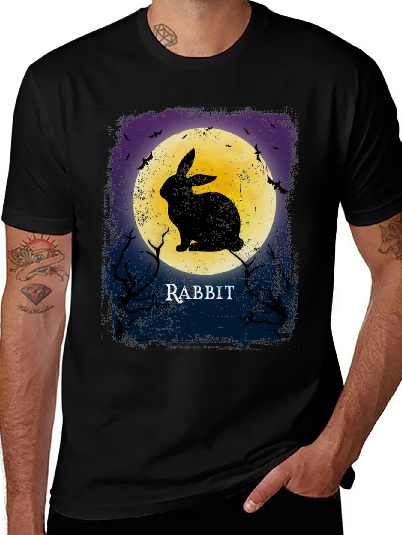 Rabbit Moon Graphic Tee - Spooky Halloween Shirt