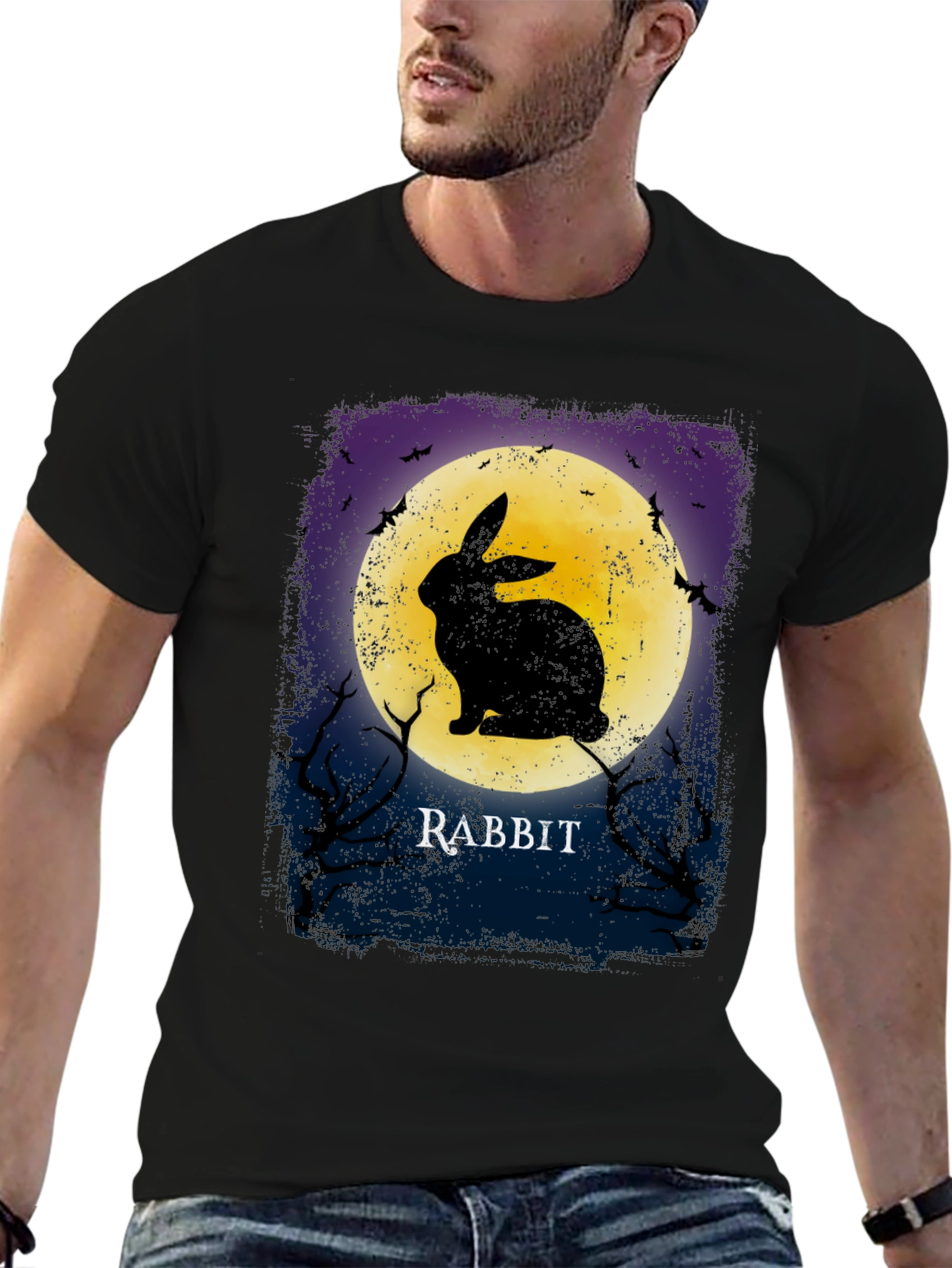 Rabbit Moon Graphic Tee - Spooky Halloween Shirt