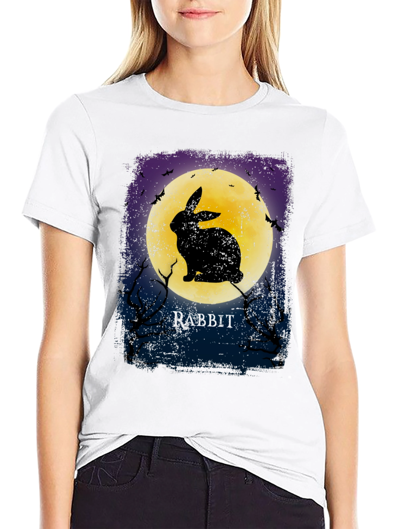 Rabbit Moon Graphic Tee - Spooky Halloween Shirt